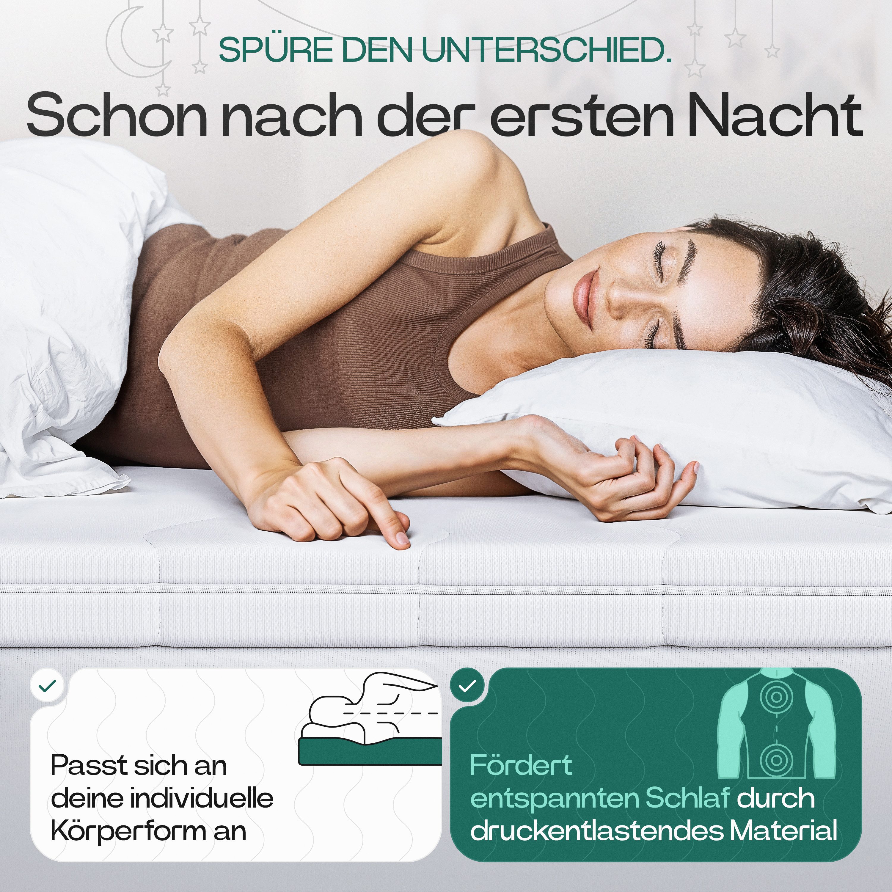 KNERST, Topper Bezug ist bei 95°C waschbar, 5 cm hoch, Polyurethane Schaum, 120x200x5 cm, orthopädisch, für harte & mittelharte Matratzen