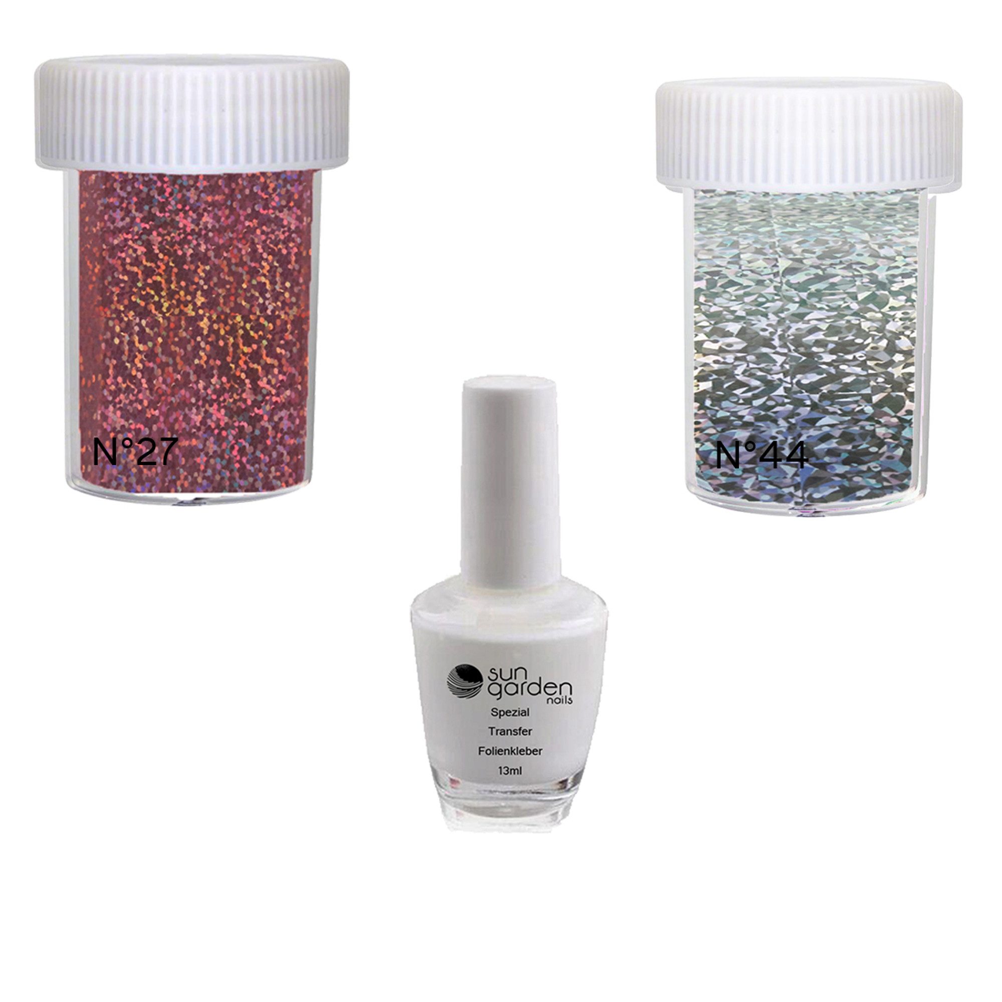 Sun Garden Nails Nageldesign Zubehör Nailart Nagelfolie METALLIC SET 10 - 2 x Nail Folien + Spezial Kleber, inklusive Spezial Nagelfolienkleber