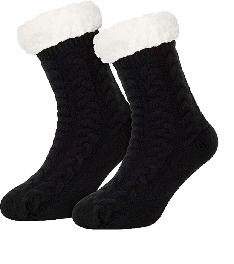 Rungassi Kuschelsocken Heat Booster Hüttensocken mit flauschig weichem Teddystoff Zopf