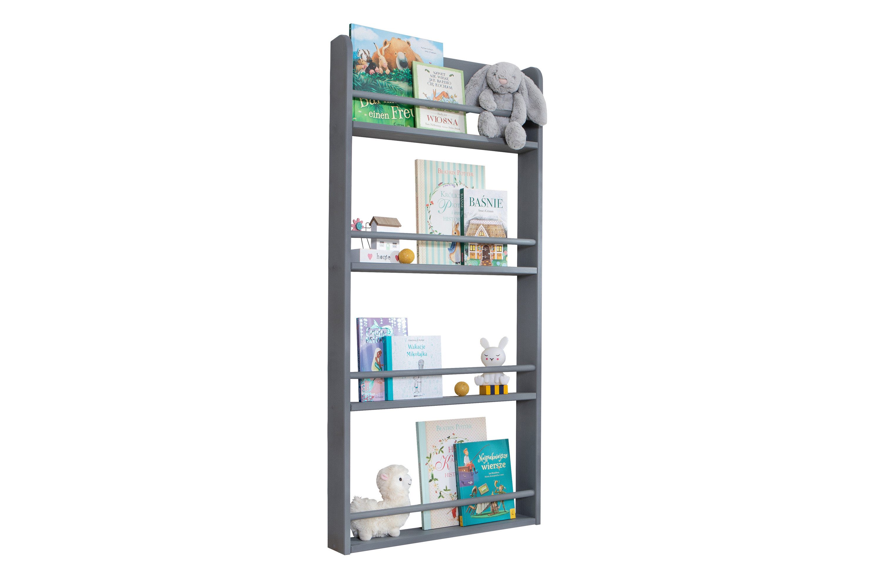 Ticaa Wandregal Kinder Bücherregal Toni 55x80 & 60x130, in verschiedenen Farben erhältlich