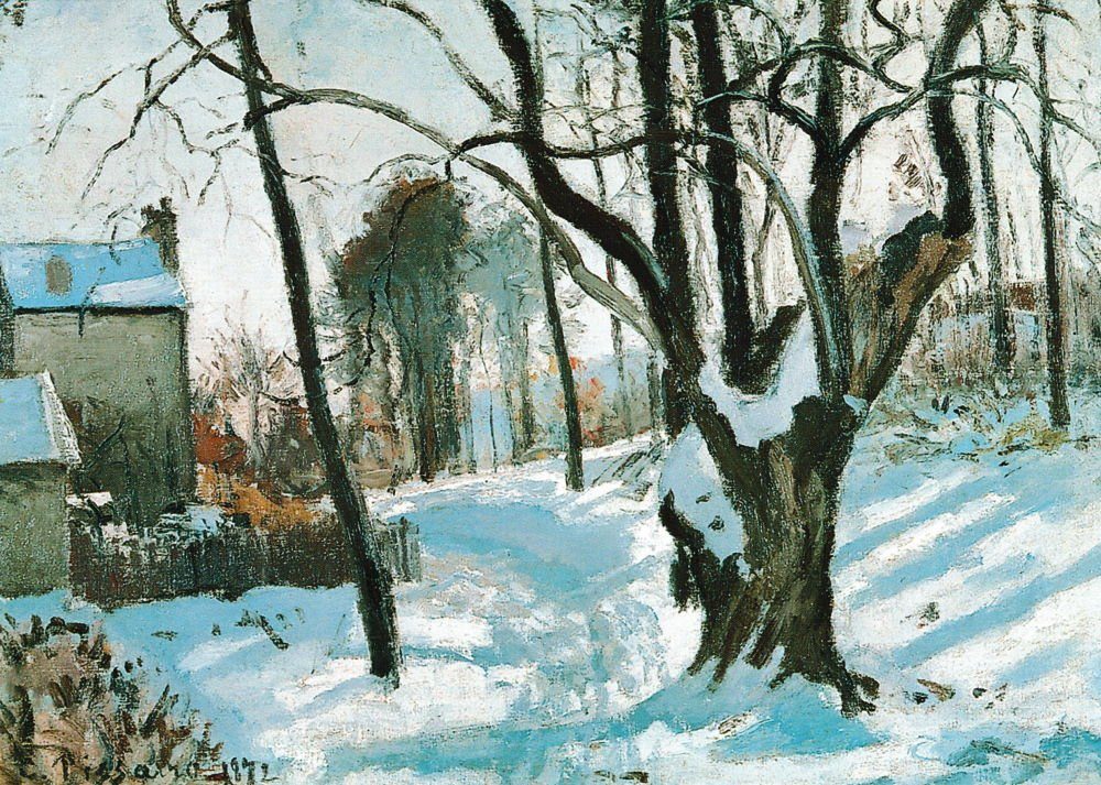 Postkarte Kunstkarte Camille Pissarro "Louvanciennes (Schneelandschaft)"