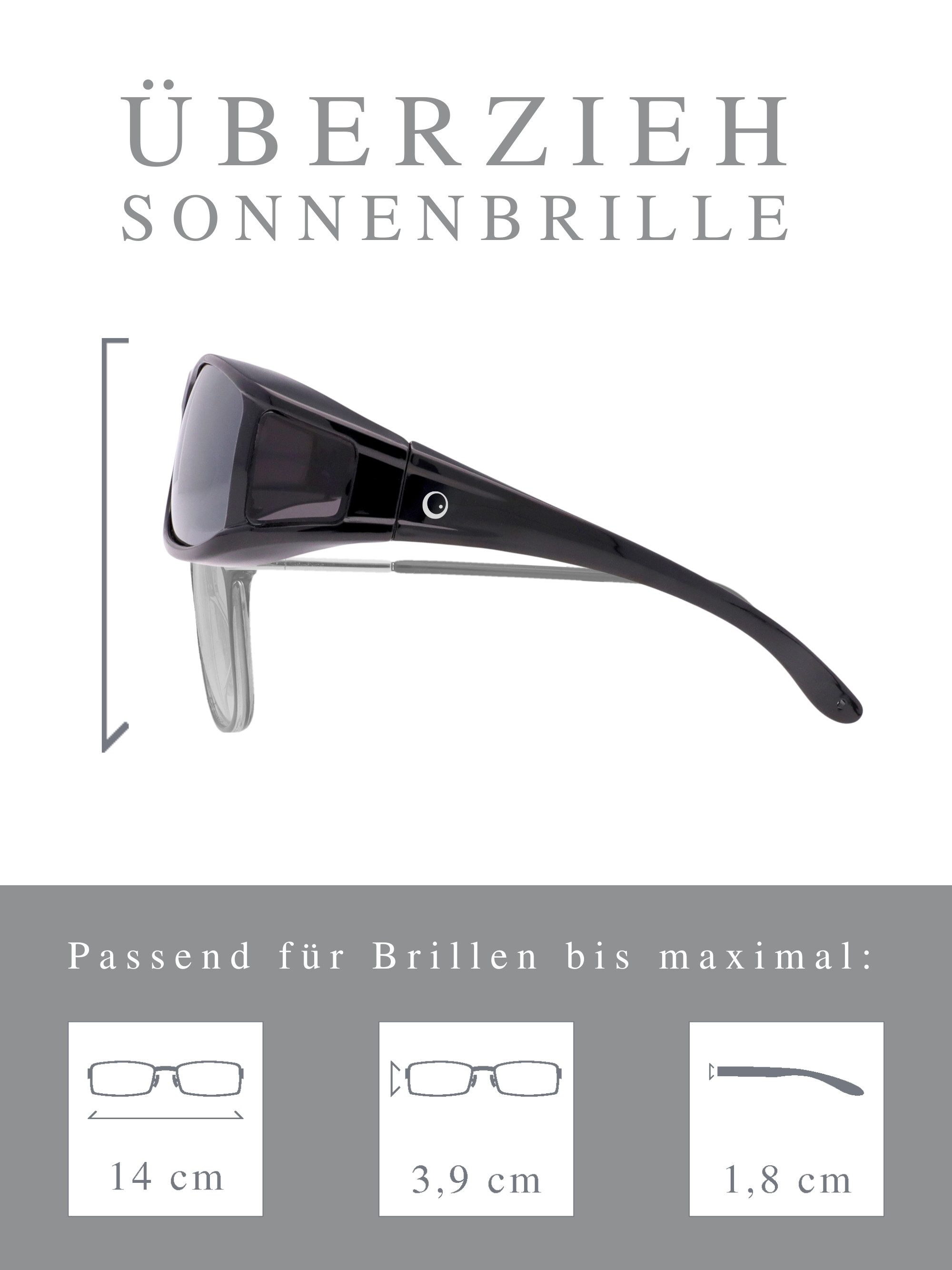 ActiveSol Sonnenbrille Überzieh-Sonnenbrille Classic, Herren polarisierte, UV-Schutz, Mit Seitenfenster