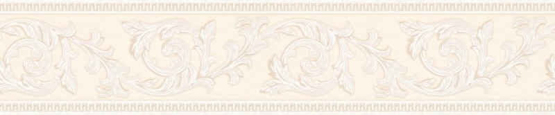 A.S. Création Bordüre »Only Borders 11«, strukturiert, Barock, Motiv, ornamental, Bordüre selbstklebend Tapete Barock Bordüre Beige Creme matt leicht strukturiert Blumen