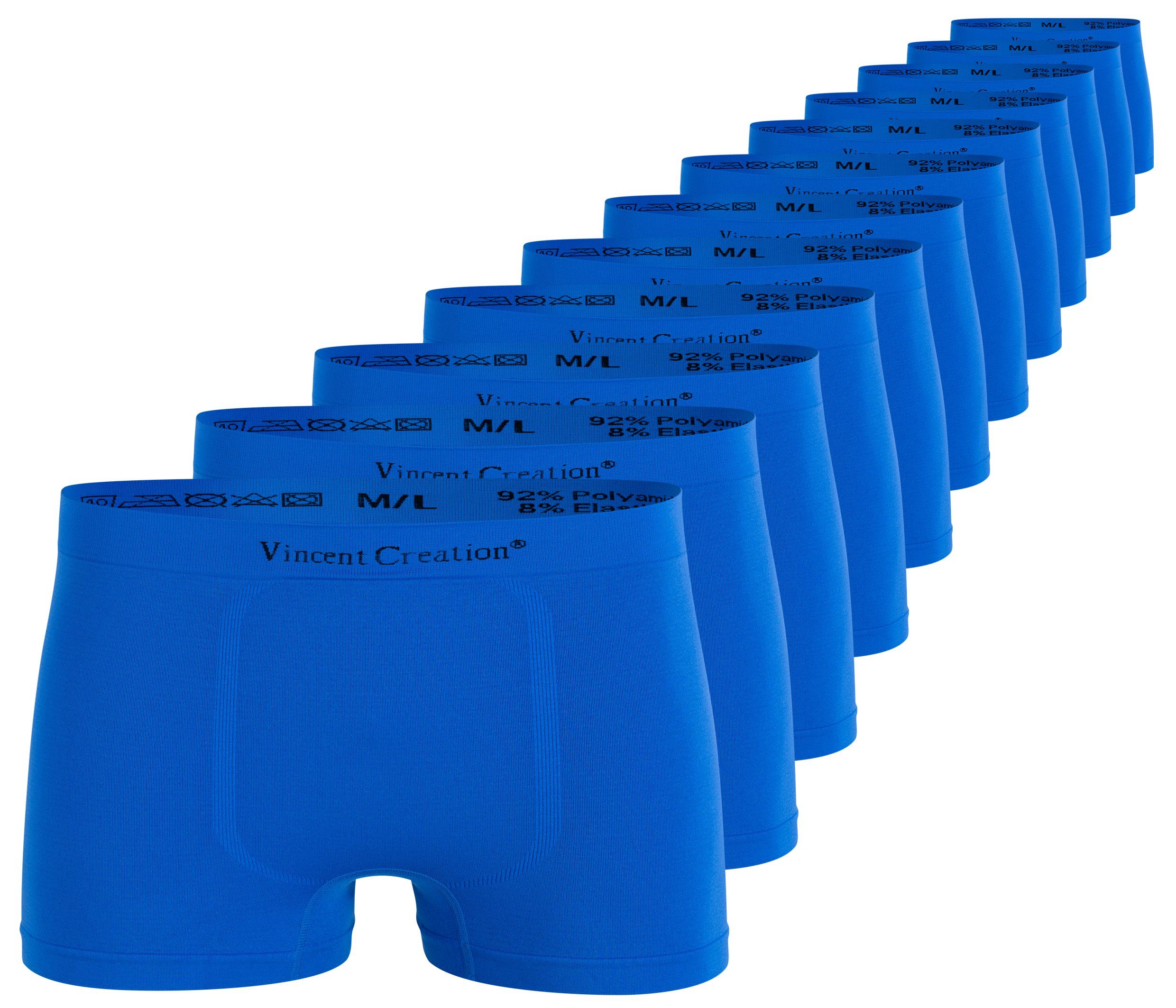 (12-St) Pack, Vincent Microfaser-Qualität 12er Seamless - Boxershorts Creation® weiche blau Microfaser