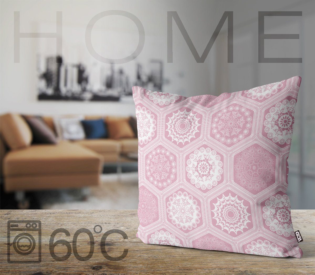 Handarbeit Dekoration VOID Hexagon Kissenbezug, Stück), Stricken Dekorativ Muster gemustert Muster Rosa Häkeldecke Decke Sofa-Kissen Häkeln (1 Fliesen