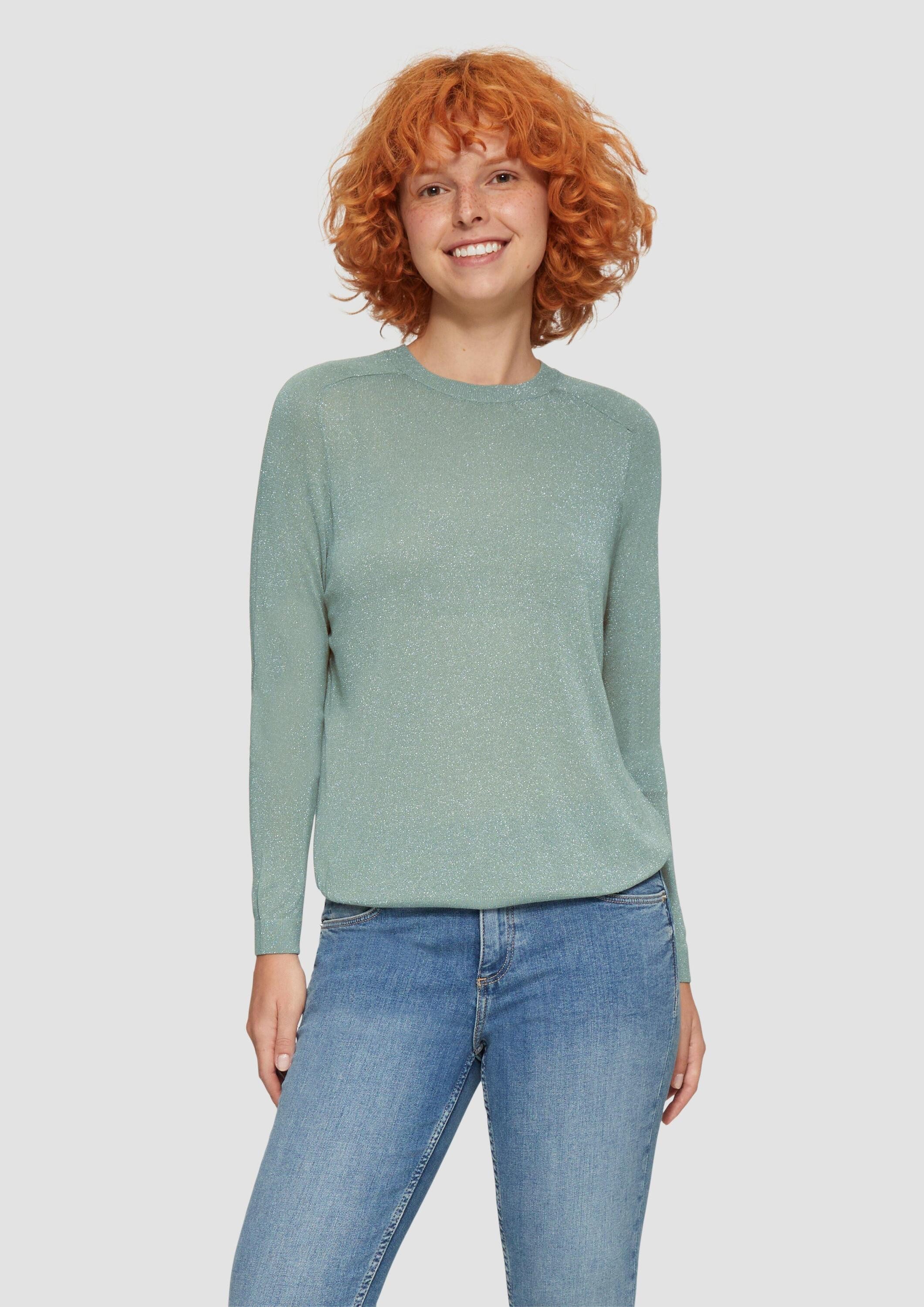 QS Longpullover Strickpullover Feinstrickpullover in Glitzeroptik günstig online kaufen