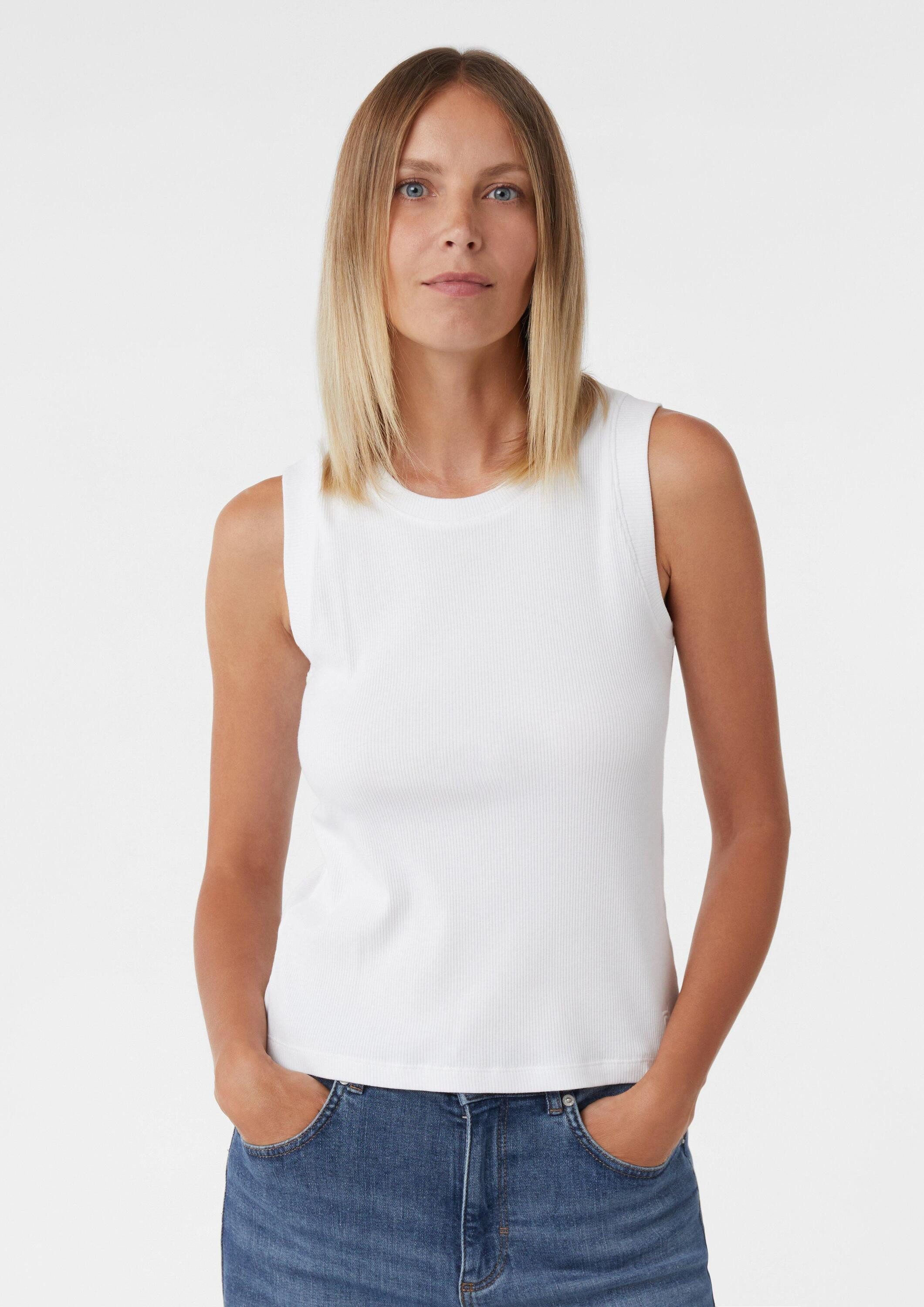 comma Muskelshirt T-Shirt Tanktop aus Rippware mit Logo-Stickerei günstig online kaufen