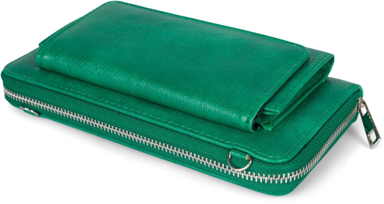 styleBREAKER Smartphonetasche Smaragdgrün Geldbörse (1-tlg), mit Handyfach Unifarben