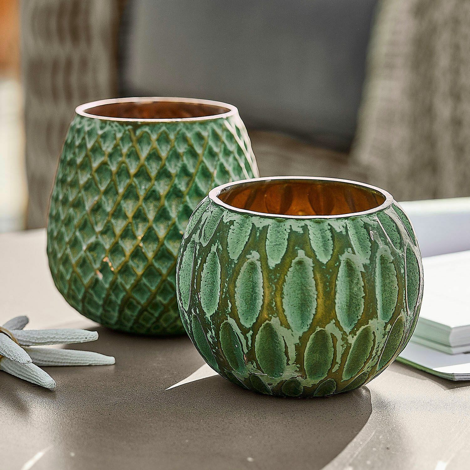 Mirabeau Windlicht Windlicht 2er Set Xerice grün (2er Set, 2er Set) günstig online kaufen