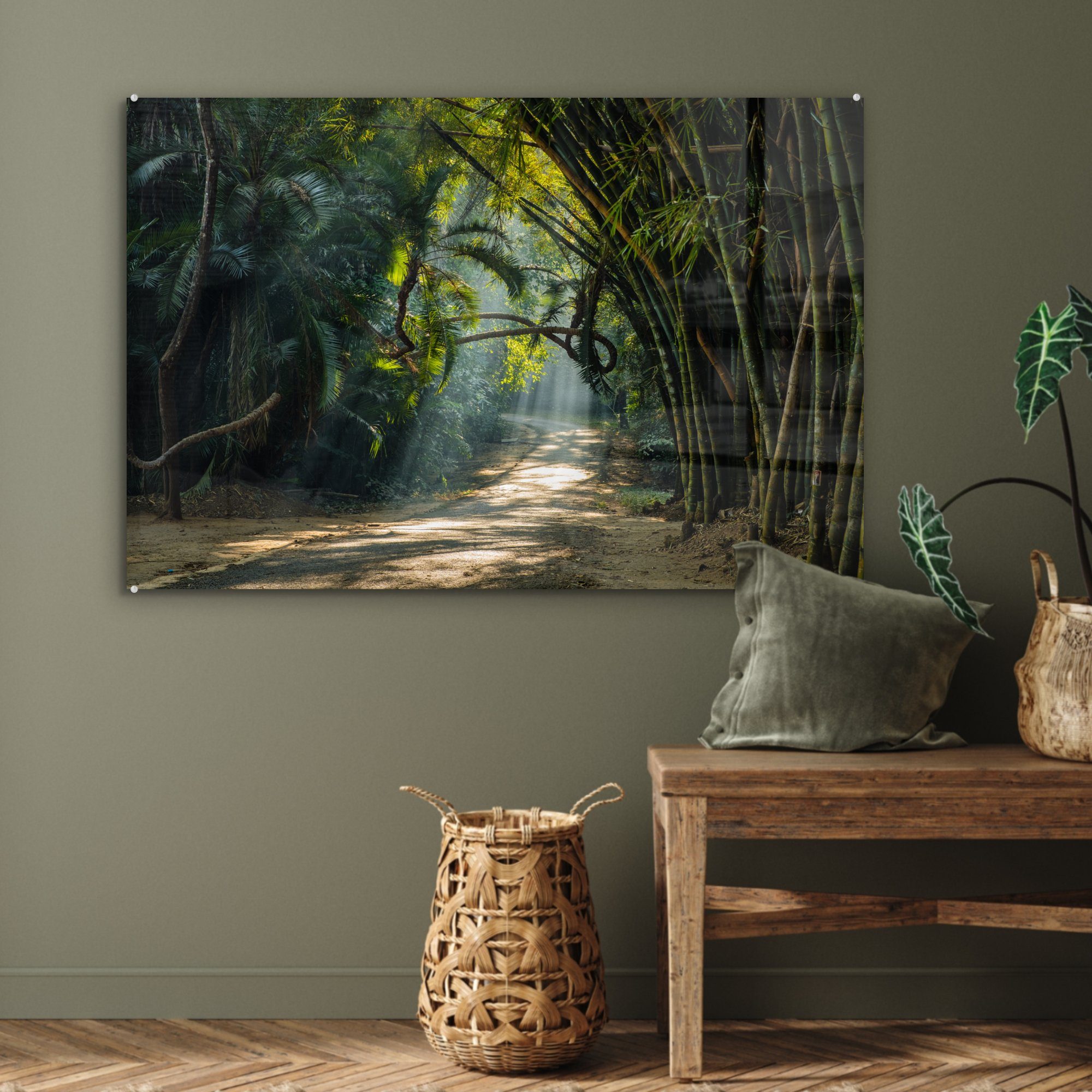 Acrylglasbild (1 - Straße Bambus, - Wohnzimmer MuchoWow Wald Schlafzimmer St), Acrylglasbilder &