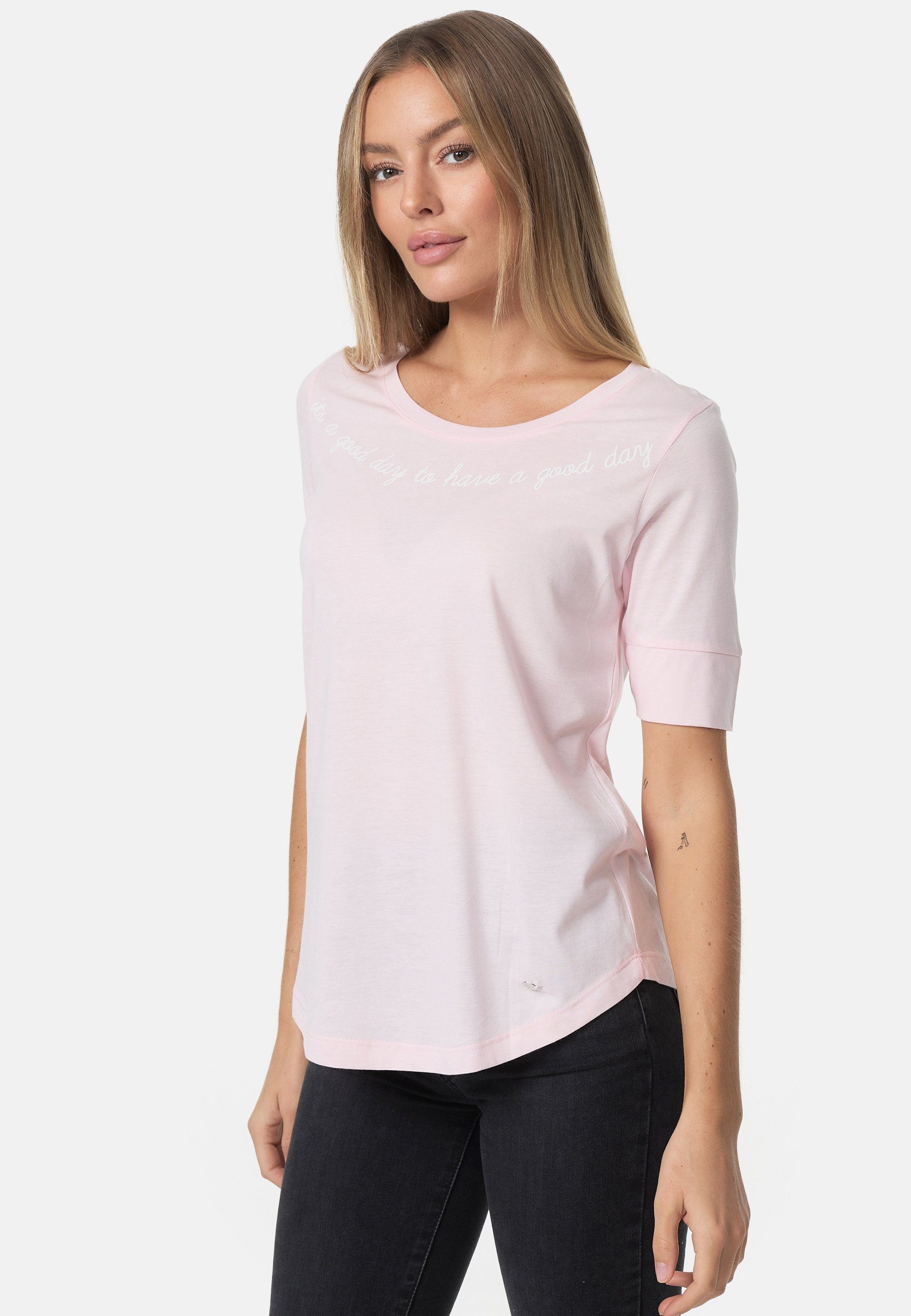 Decay T-Shirt mit stylischem rosa-weiß Print