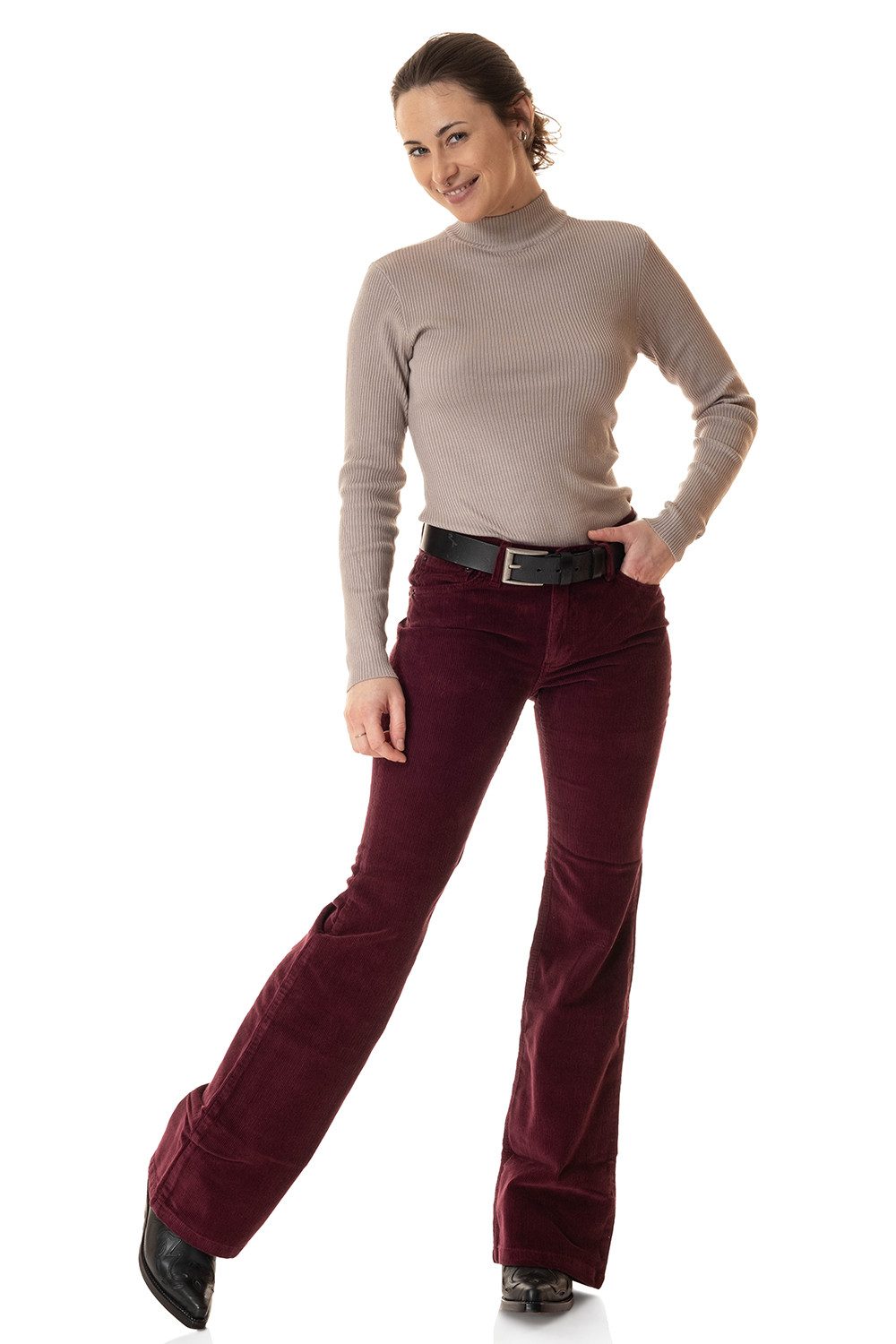 Comycom Cordhose Damen Bootcut bordeaux