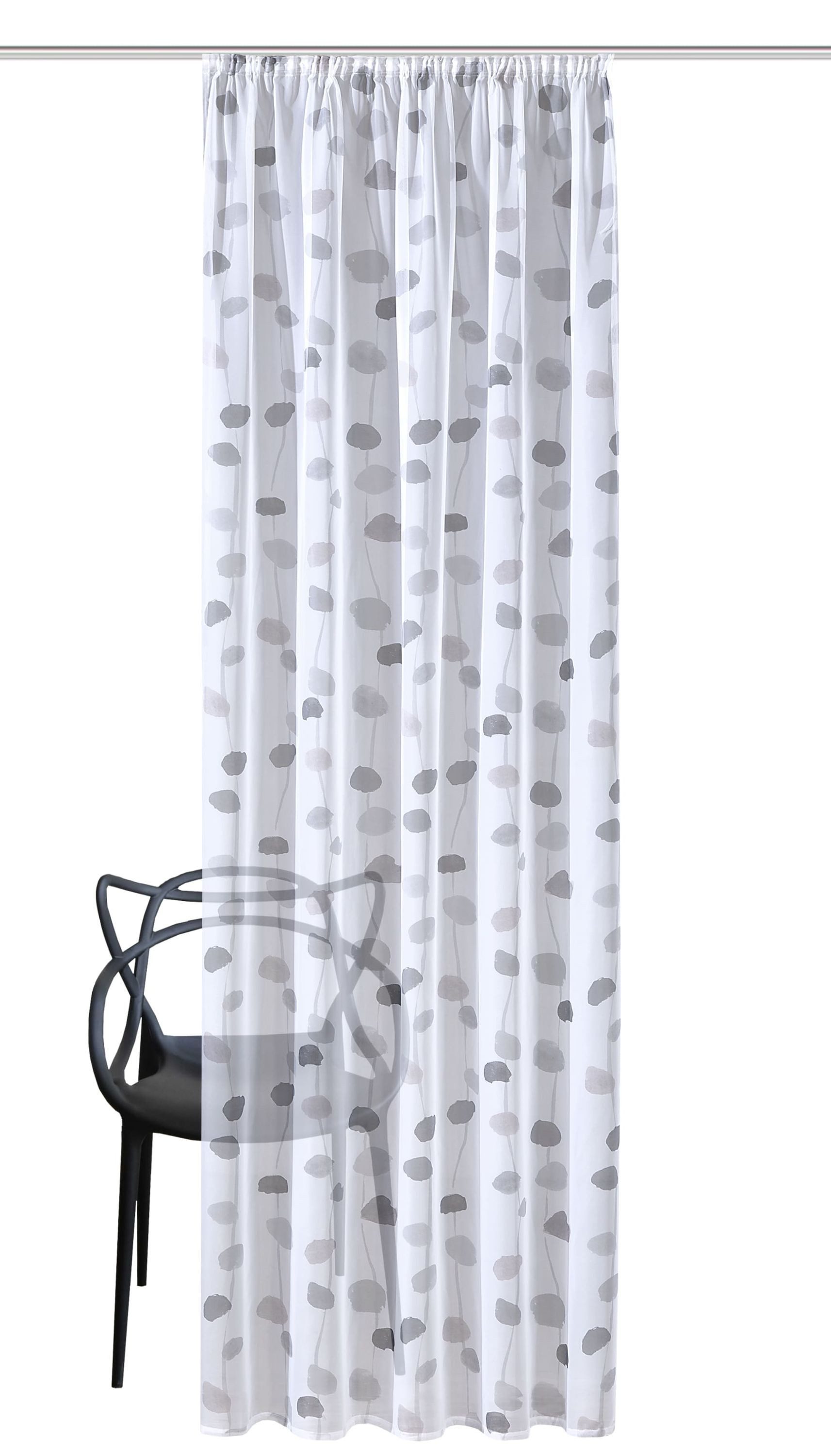 HOME WOHNIDEEN Vorhang EFFIE Schlaufenschal Voile-Vorhang Transparent mit Zugband Elegant (1 St), Schlaufen, halbtransparent, Polyester