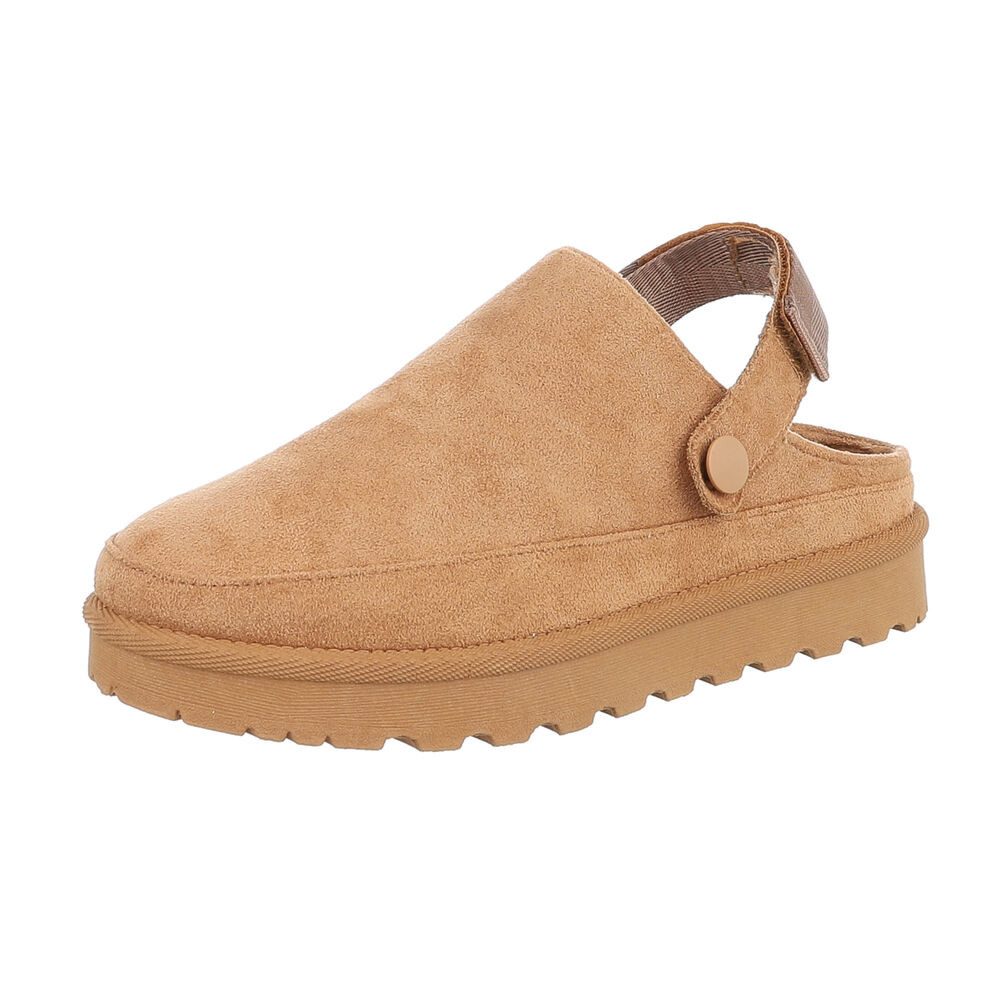 Ital-Design Damen Hausschuhe Freizeit Hausschuh (87118475) Flach Hausschuhe in Camel