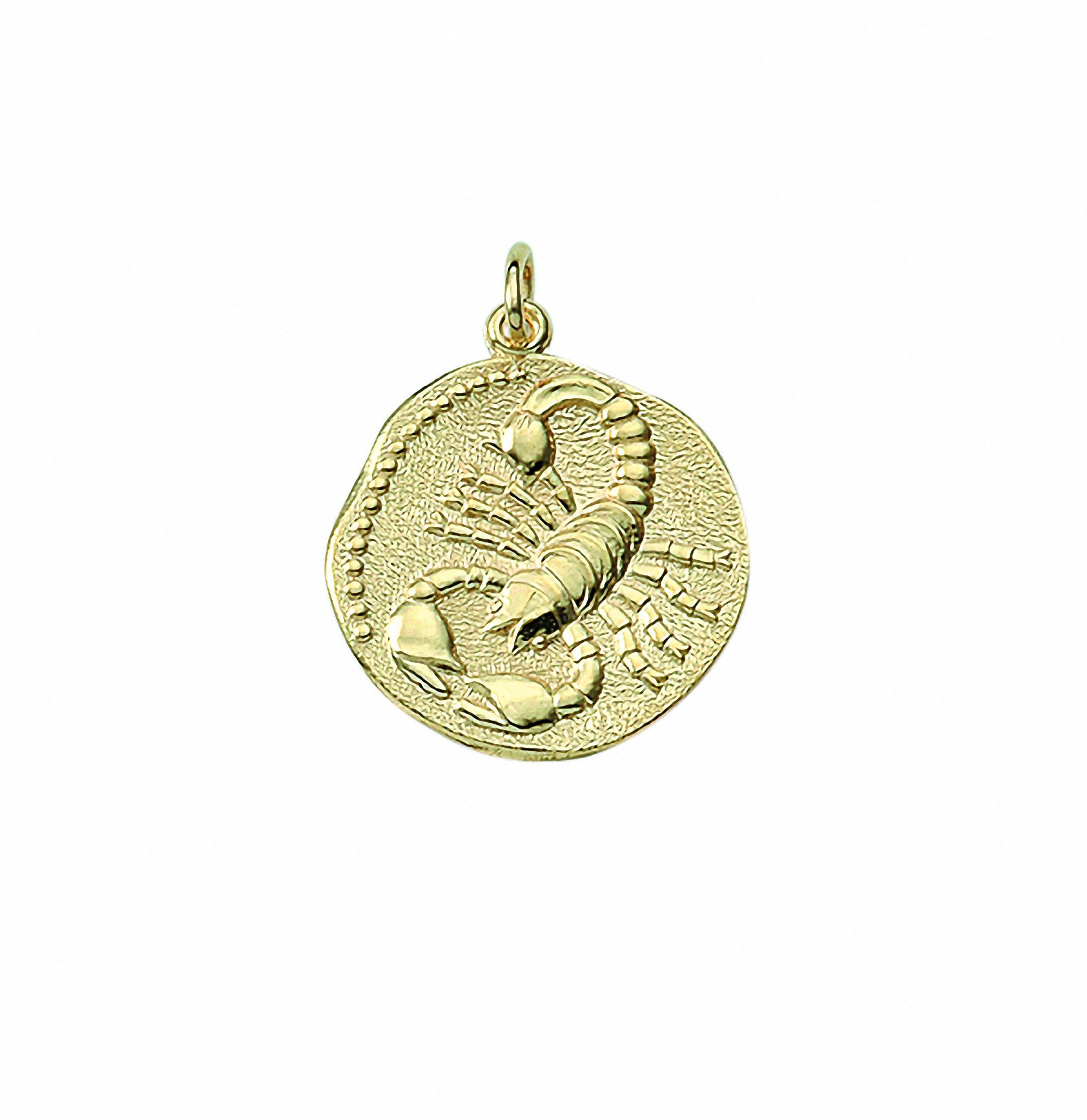 Kettenanhänger Damen & Herren 333 Gold Sternzeichen Anhänger Skorpion Ø 18,2 mm
