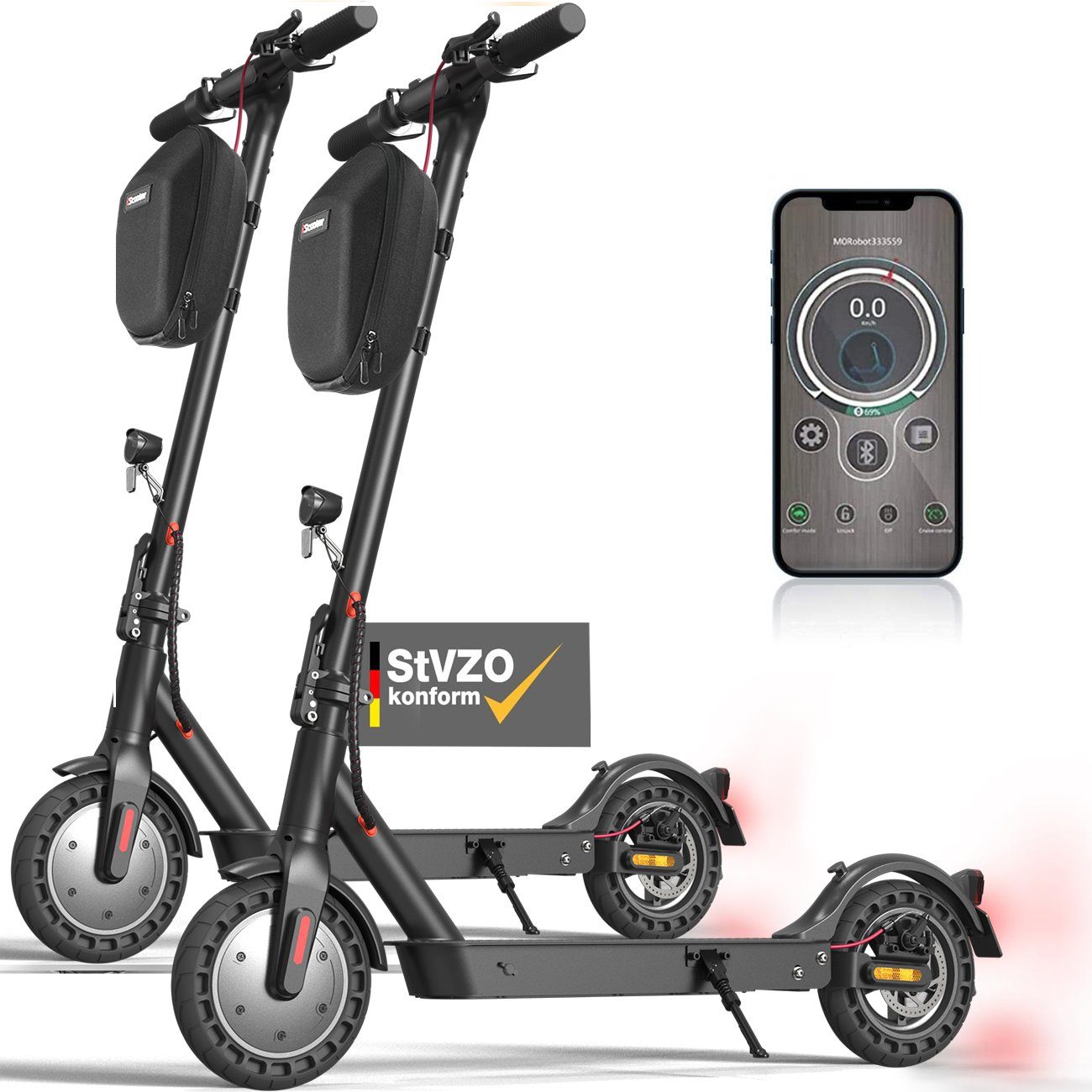 km/h, Zoll Mit LETGOSPT Straßenzulassung(ABE), 40KM E-Scooter Stück 2 APP 20,00 Elektroroller 500W Max E-Scooter, 10