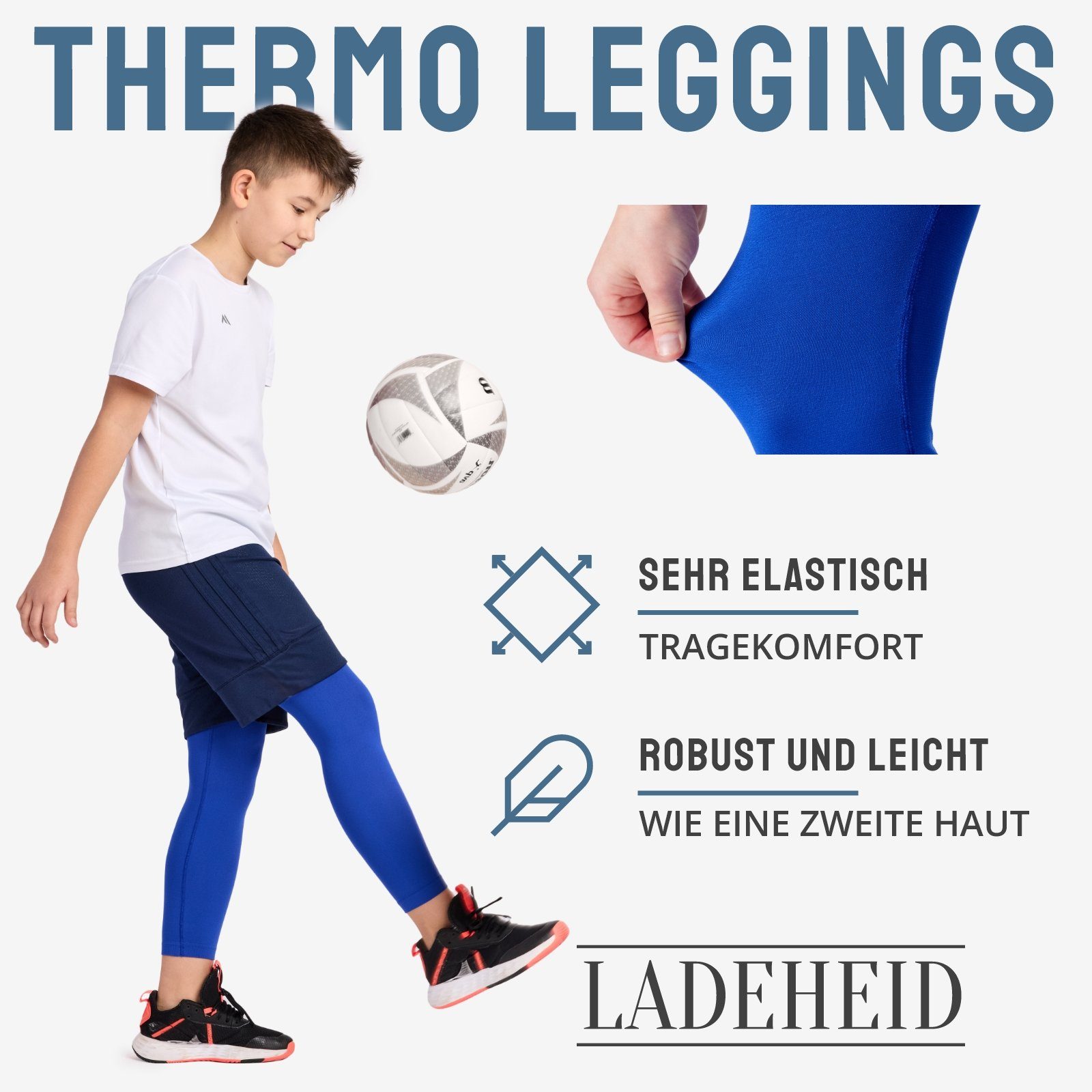 Ladeheid Funktionsunterhose Lange Unterhosen Kinder Jungen für Winter Sport Fußball LA40-259-TMPK (1-St) – Bild 3 von 5