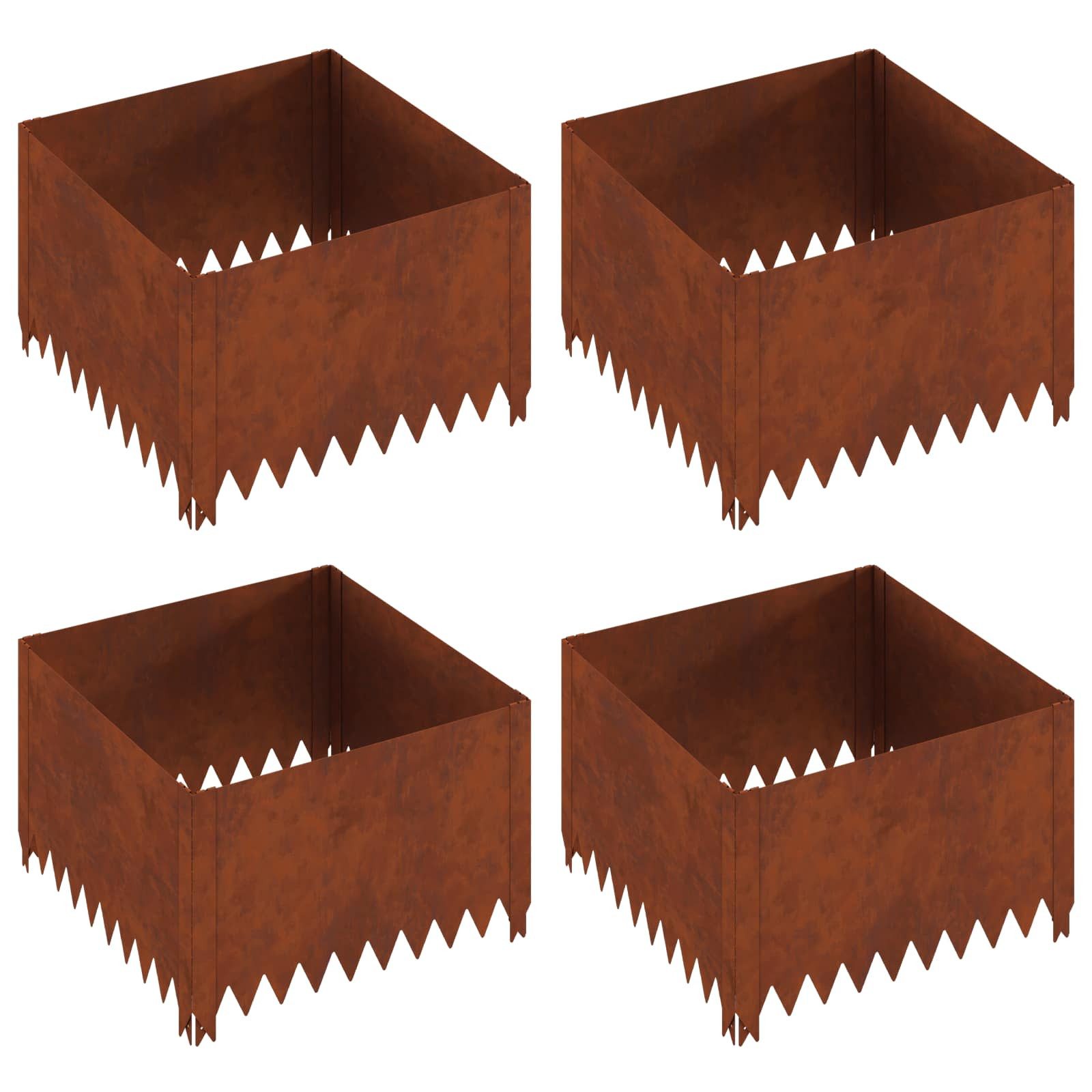 vidaXL Beetumrandung Raseneinfassung 4 Stk. 60 x 60 x 35 cm Stahl Rostig