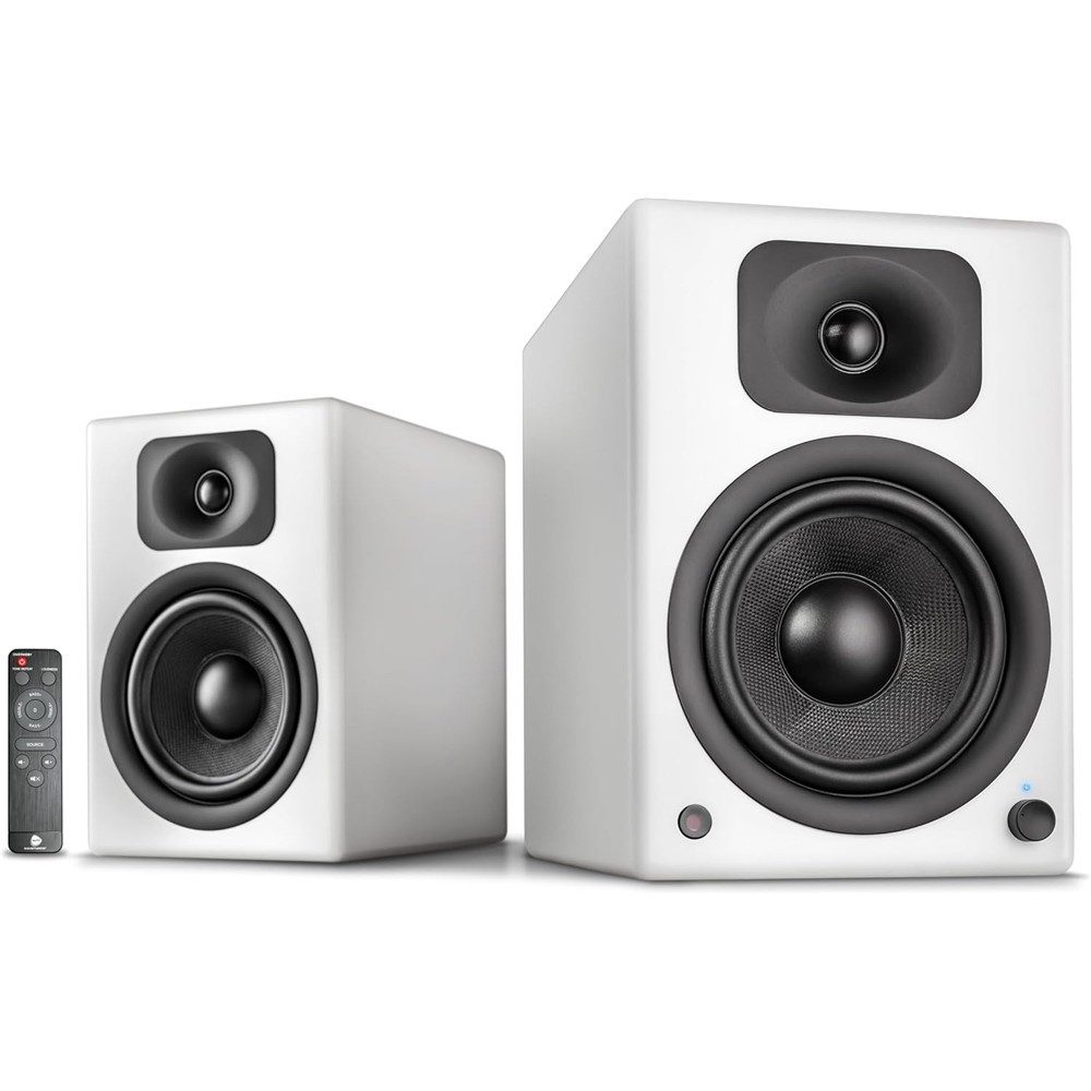Wavemaster TWO PRO 2.0 BT wh Bluetooth Aktivlautsprecher, HiFi USB Audio Regal-Lautsprecher (Toslink, Subwoofer-Ausgang, für PC, TV & Musik, Soft White)
