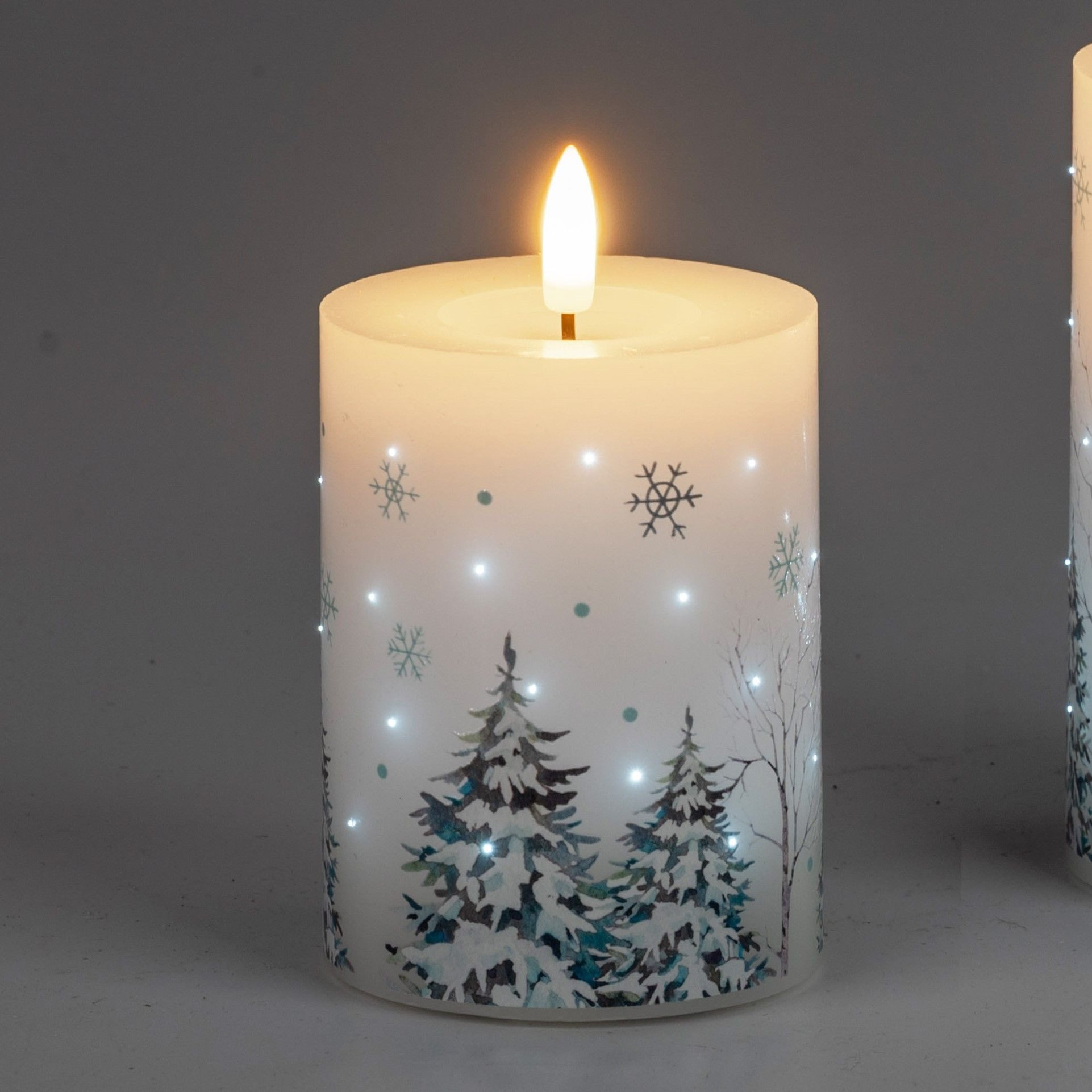 formano LED-Kerze Tannen, Mit Timerfunktion, Weiß, Motiv: Tannen