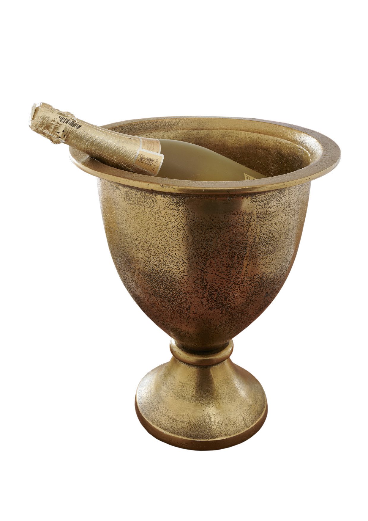 Dekoschale Champagner/Wein- Kühler BUCKET, large, Aluminium vintage antik-gold