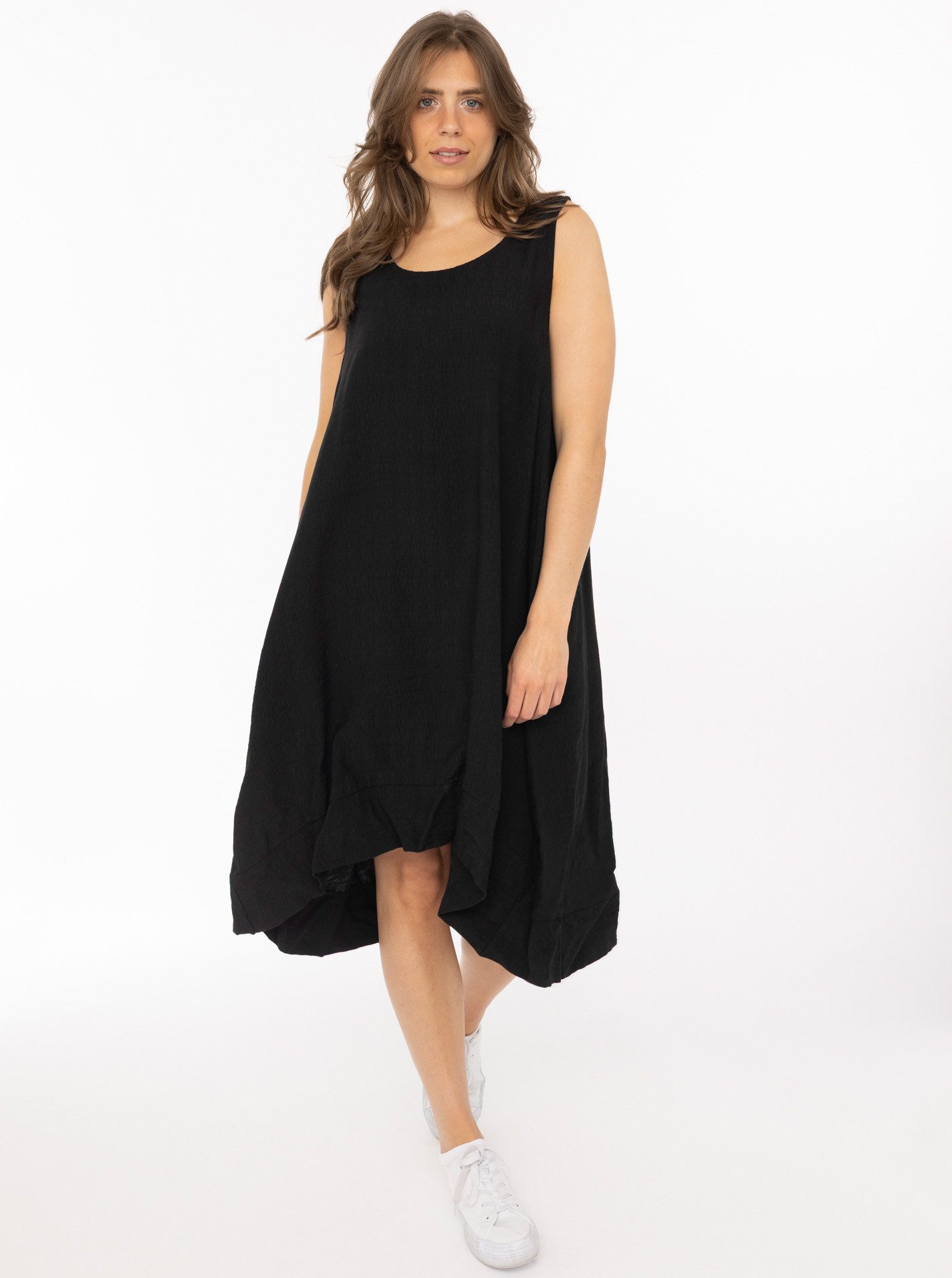 Zwillingsherz Sweatkleid "Uni & Summer" breite Träger, hinten leicht länger, figurumspielend, aus Viskose