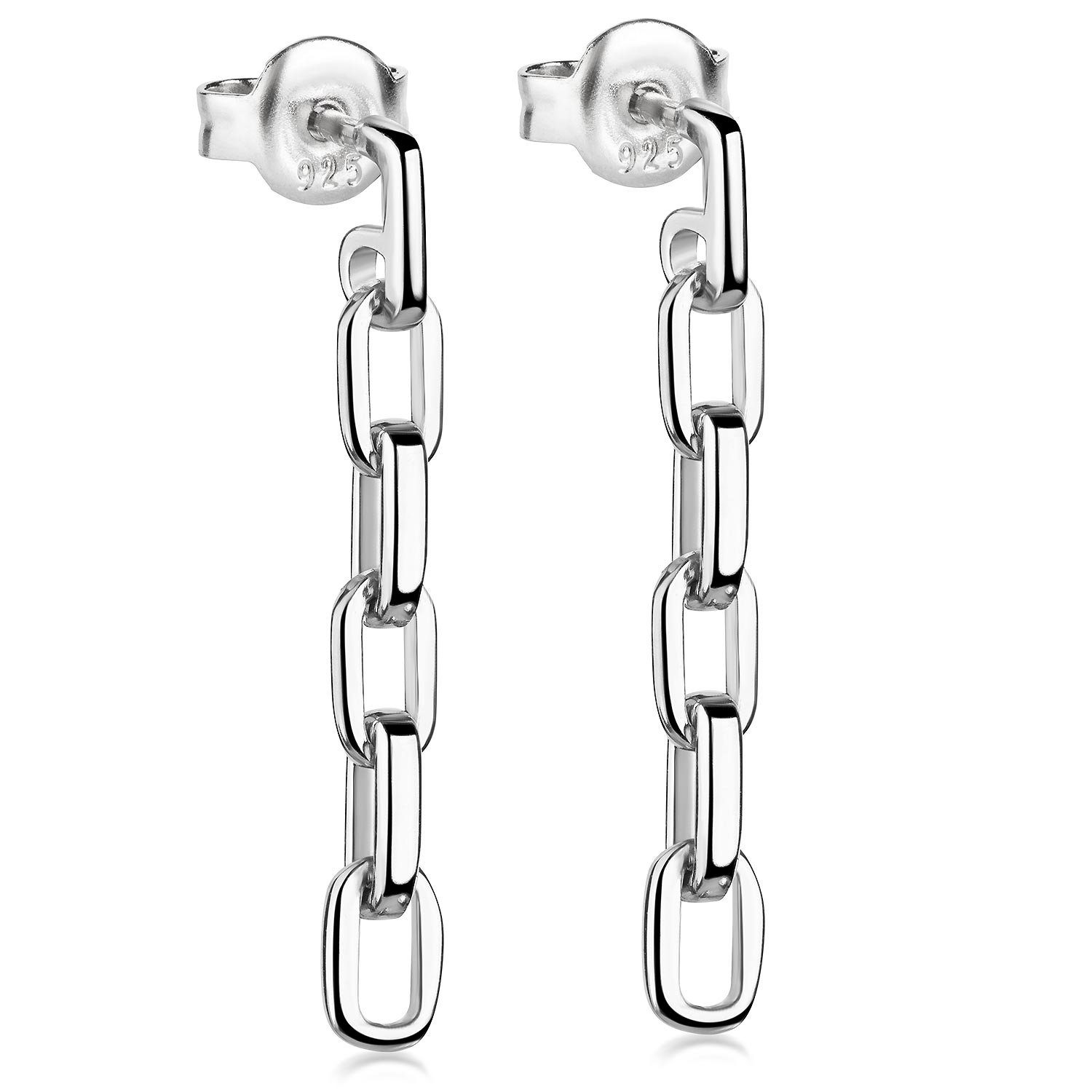 Materia Paar Ohrhänger Silber Ohrringe Ketten Chain Design hängend 27mm SO-511, 925 Sterling Silber, rhodiniert