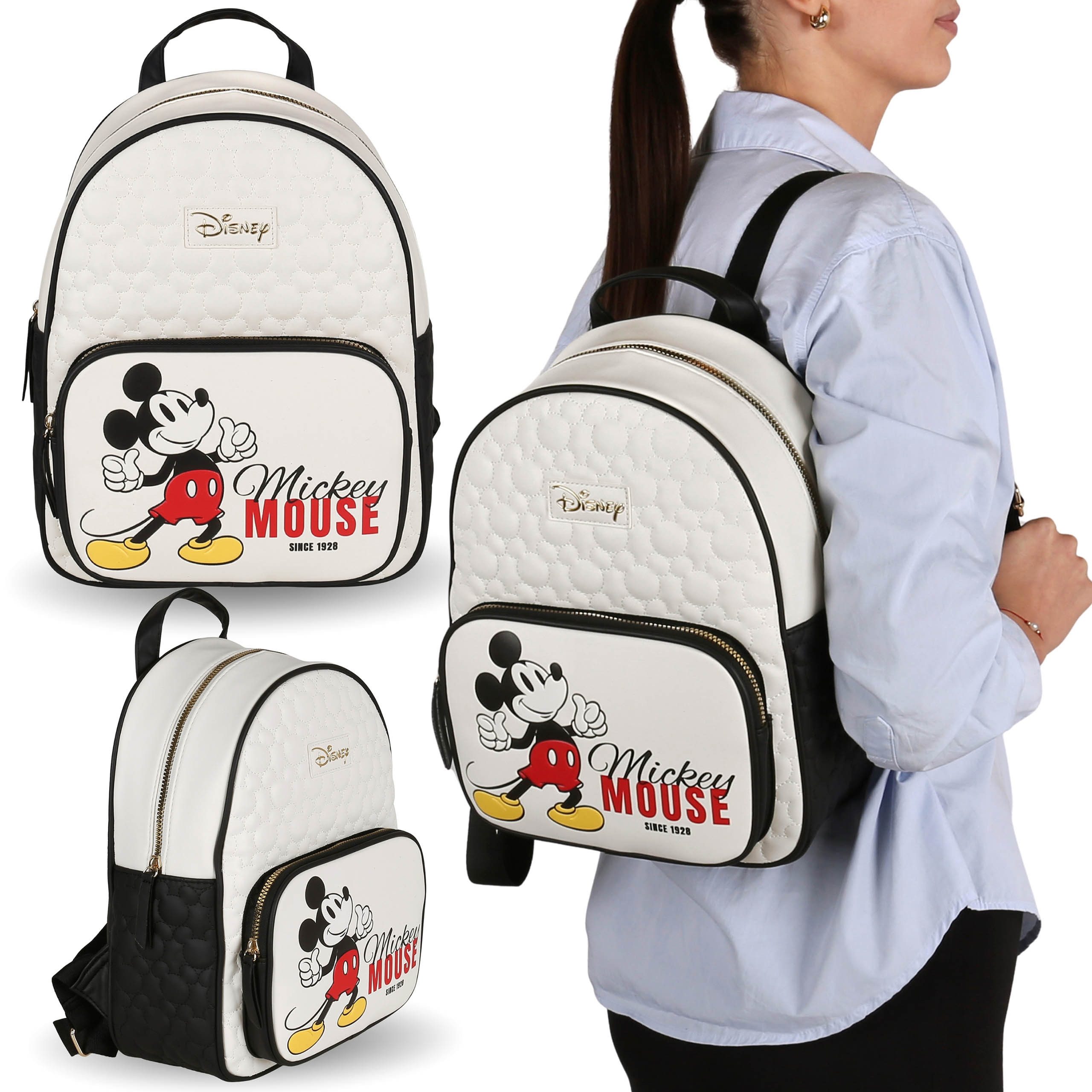 Disney Mickey Mouse Cityrucksack DISNEY Mickey Mouse Rucksack Kunstleder gesteppt 23 × 10 × 32 cm