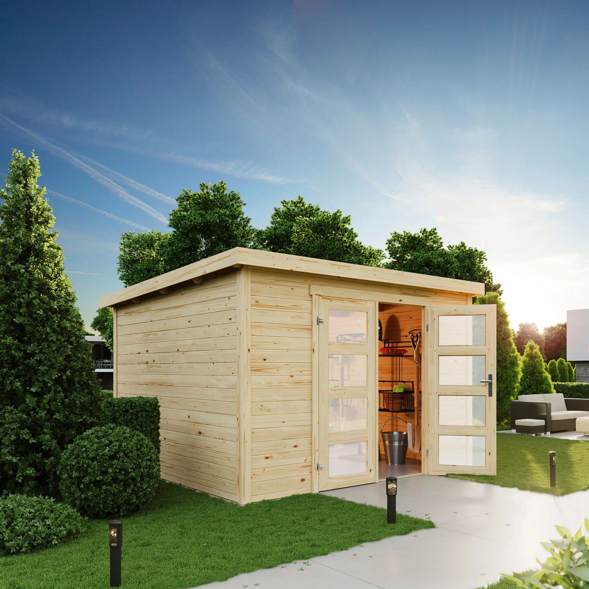 LASITA MAJA Gartenhaus Zambezi 6, BxT: 320x275 cm, Blockbohlenhaus 28mm
