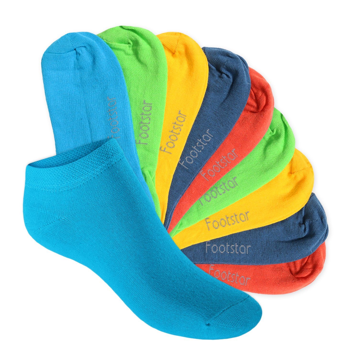 Footstar Kurzsocken Kinder Sneaker Socken (10 Paar) - Kurze Socken für Kids Trendfarben