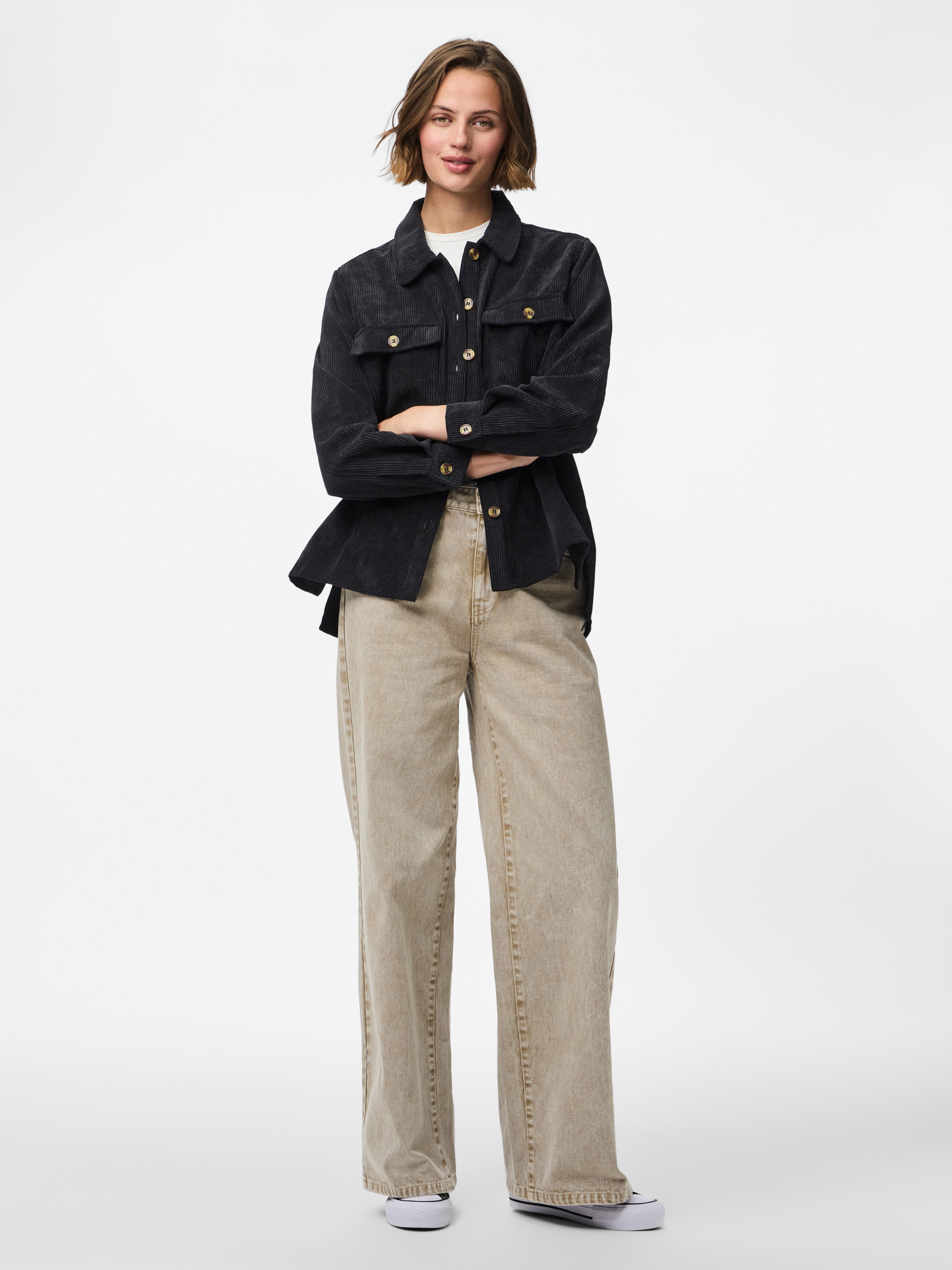 pieces Hemdbluse PCEFFI LS SHIRT WVN NOOS Materialmix, loose fit