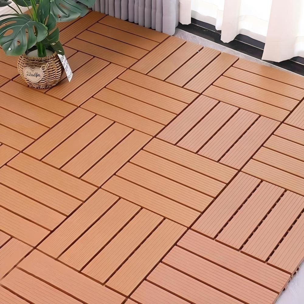 BlingBin Террасные доски 12 Stück PVC Terrassenfliesen, Balkon Bodenfliese Gartenfliesen, 1,09 m², BxL: je 30x30 cm, (12 Stück, 12-St., 30x30x2cm), 30x30 cm Террасные доски Balkonfliesen Klickfliesen für Terrasse