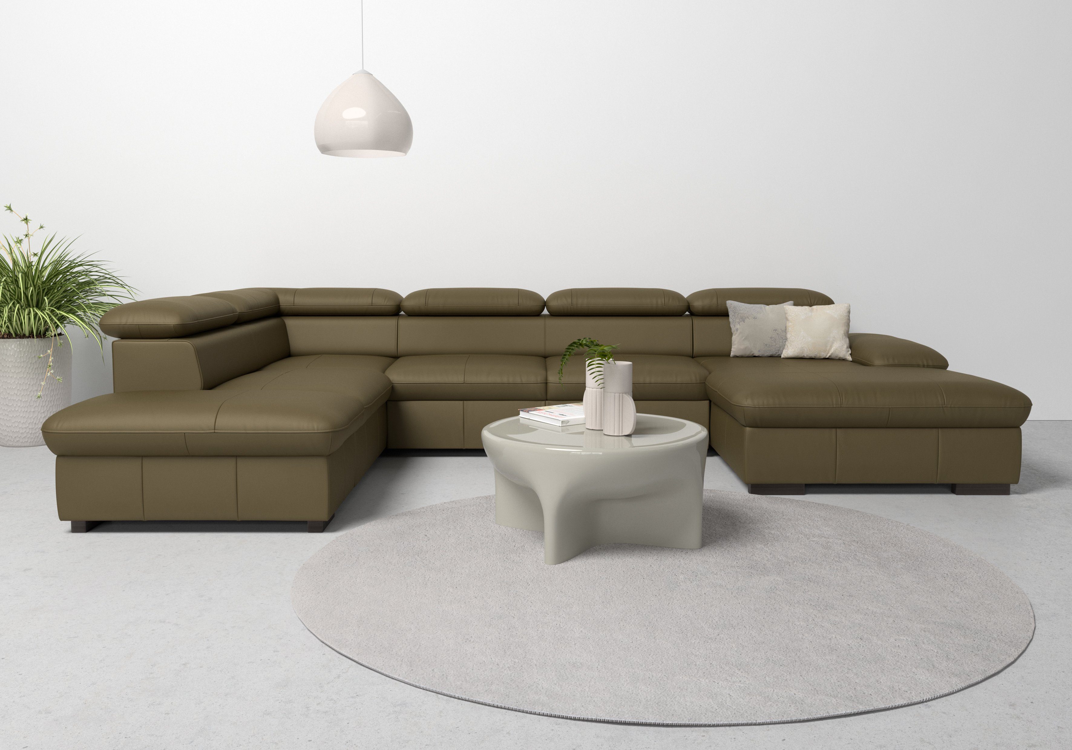 Home affaire Wohnlandschaft Alberto U-Form, mit Kopfteilverstellung, wahlweise mit Bettfunktion
