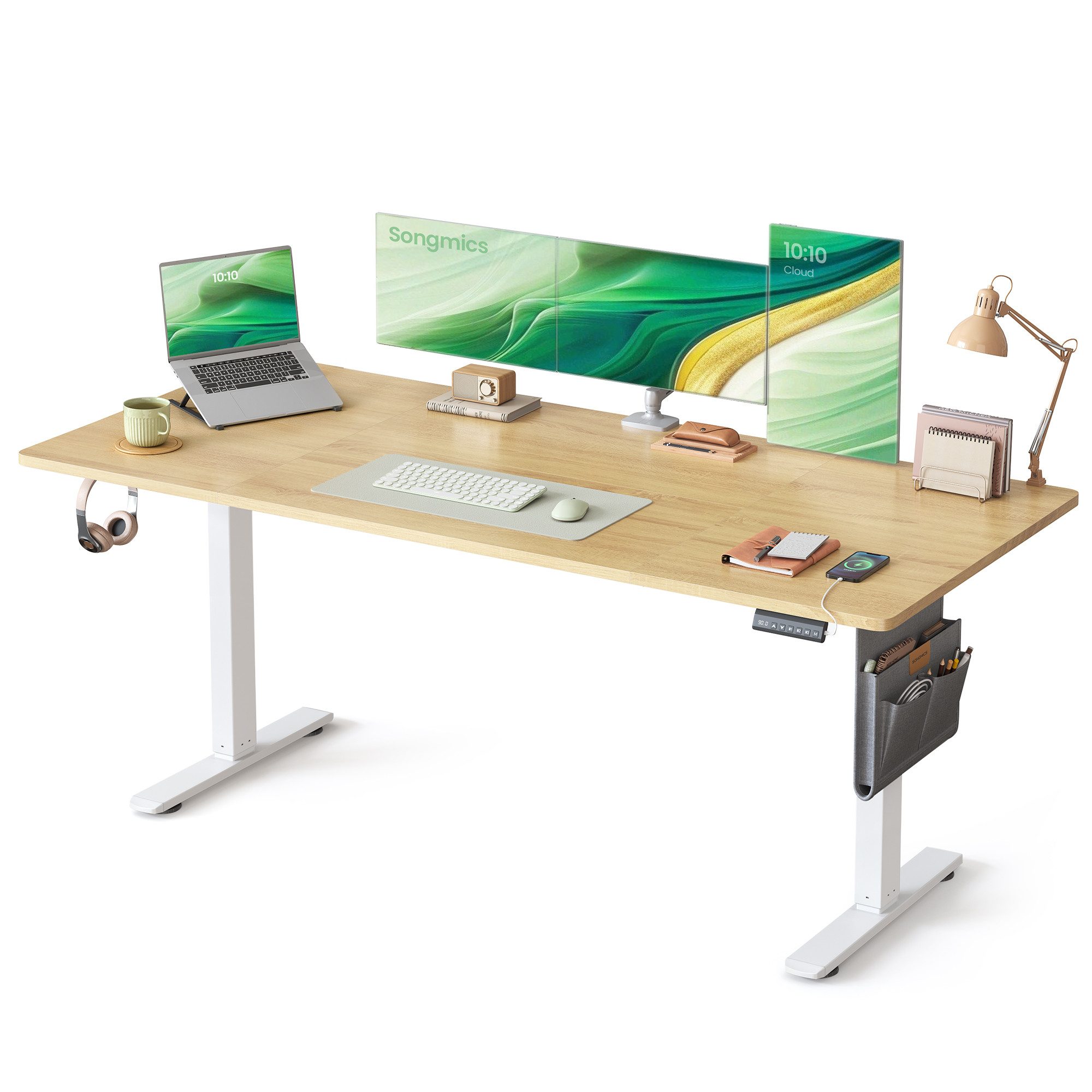 SONGMICS Schreibtisch Höhenverstellbarer elektrisch, 120/140/160/180 cm, günstig online kaufen