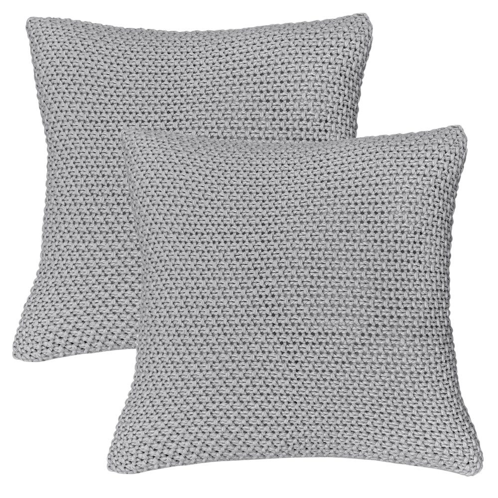 wometo Kissenbezug Strick mit Reißverschluss, 45x45 cm, (2 Stück), OEKO-TEX®, Kissenhülle mit edlem & schlichtem Strickmuster