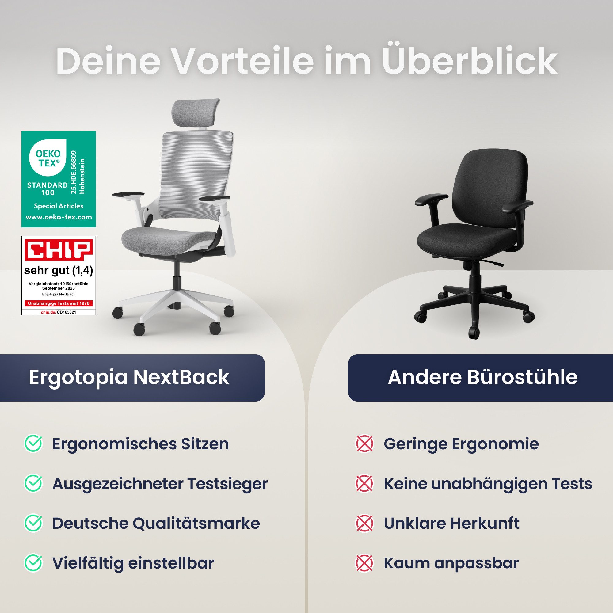 Ergotopia Bürostuhl ergonomischer Schreibtischstuhl NextBack, Drehstuhl mit günstig online kaufen