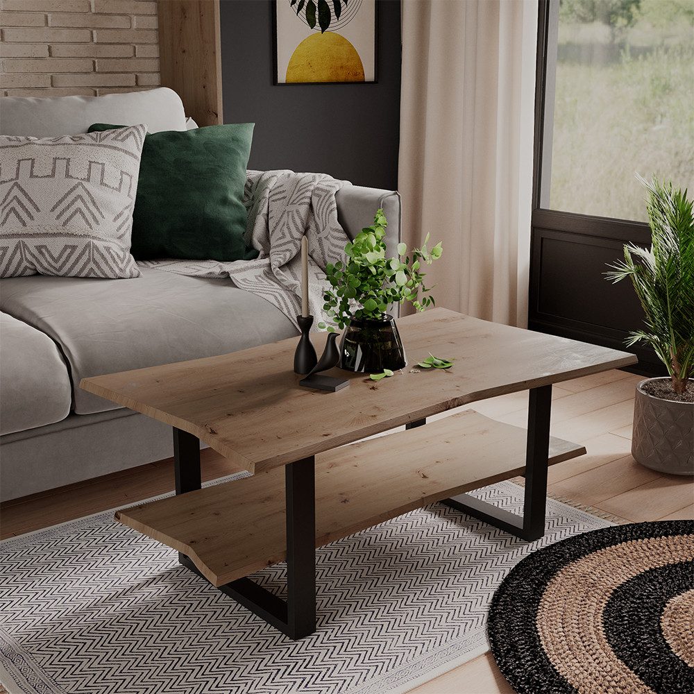 Vicco Couchtisch Yan, Artisan, 100 x 60 cm, mit Regal (1-St) günstig online kaufen