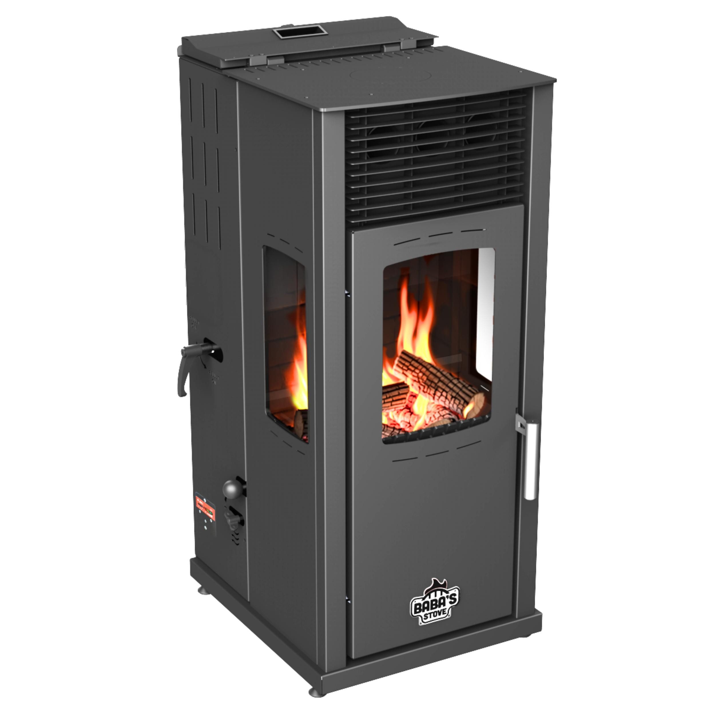 Baba's Kaminofen Eco Plus Hybridofen Pellets und Holz Kombiofen Pelletofen ohne Strom, 8 kW, Dauerbrand, Dauerbrandofen, Holzofen Holz Ofen Kamin