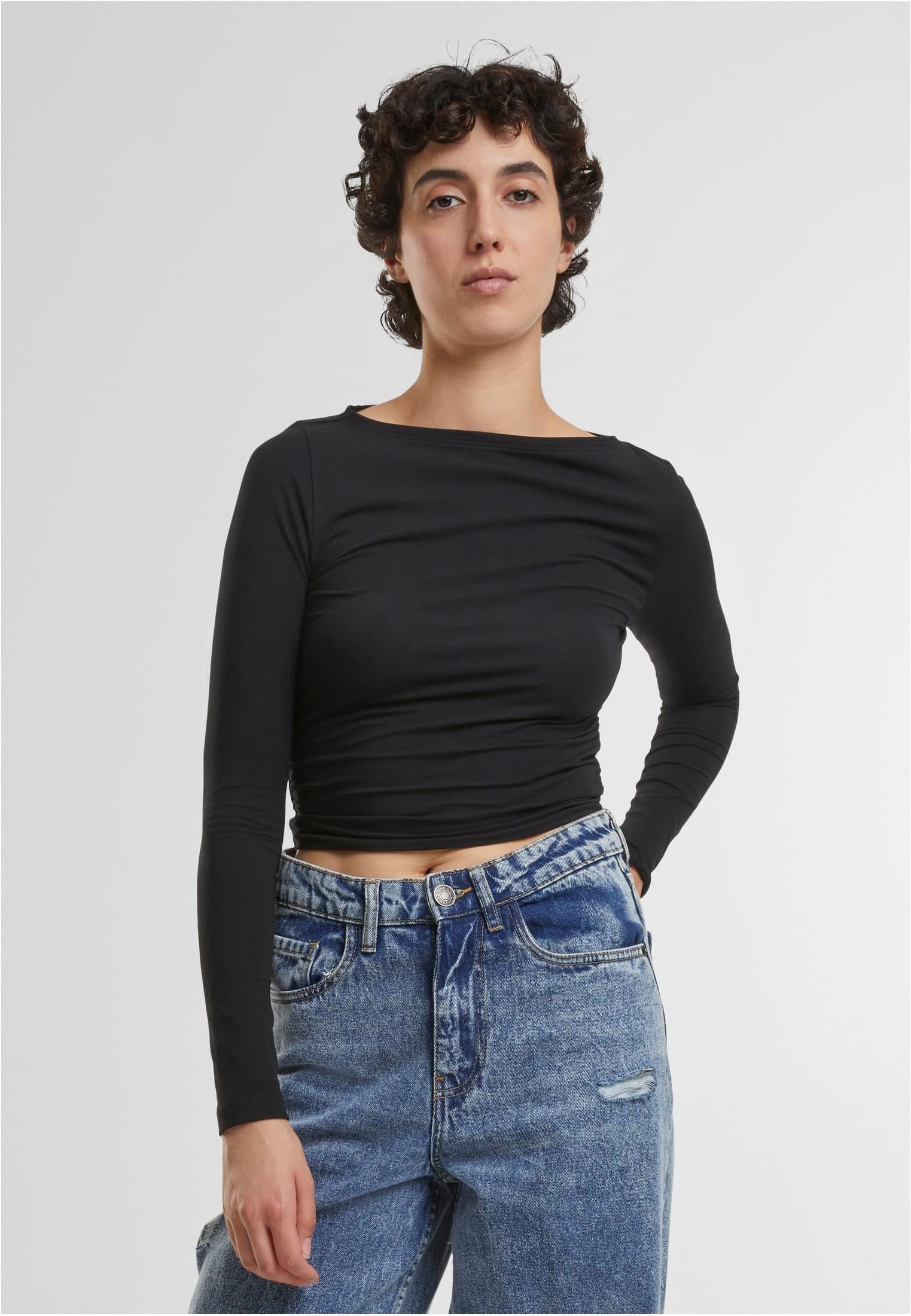URBAN CLASSICS Longsleeve Ladies Ruffled Super Slim Longsleeve Damen Langarm-Shirt