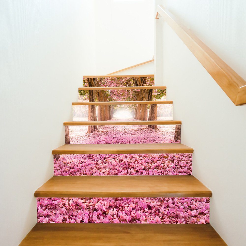 Rouemi Wandtattoo Treppenhaus Aufkleber,Home Steps Flower Dekorative Wandaufkleber