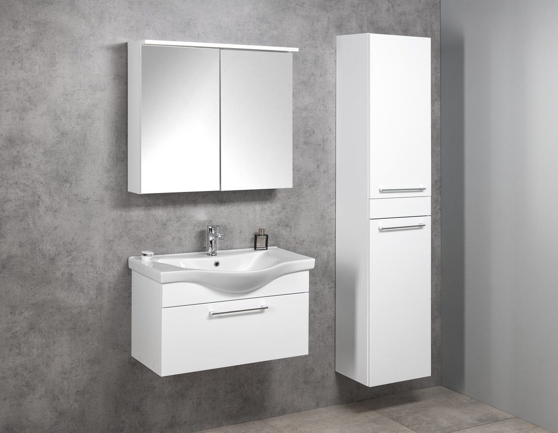 Aqualine Waschtisch ZARA 80 Keramik-Waschtisch 79,5x46cm, weiß, Aqualine-10080