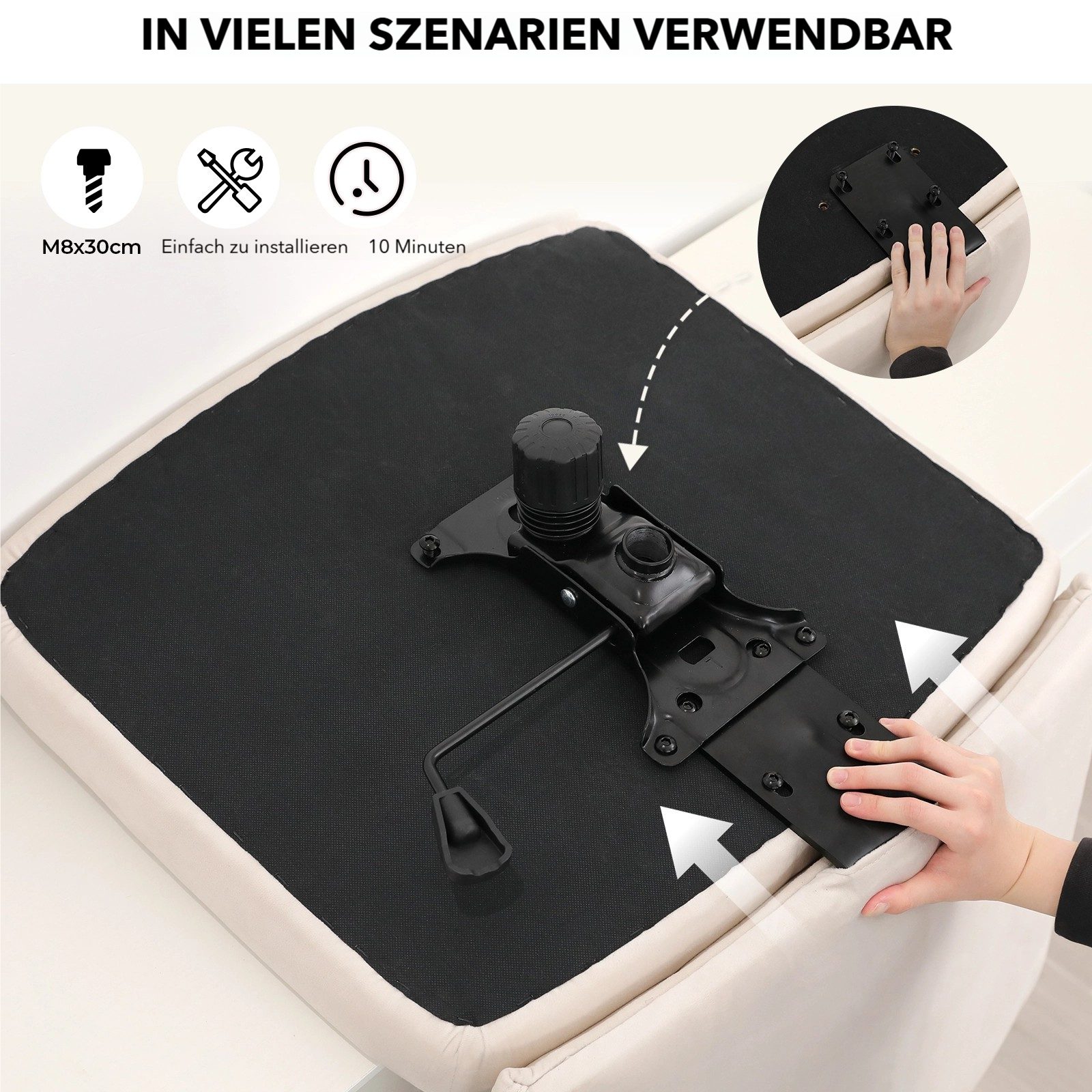 TLGREEN Drehstuhl Drehbürostuhl aus Samt mit Rollen,ohne Armlehnen (360° drehbar, höhenverstellbar), Sitzkissen aus 10 cm hochelastischem Schaum, belastbar bis 136 kg