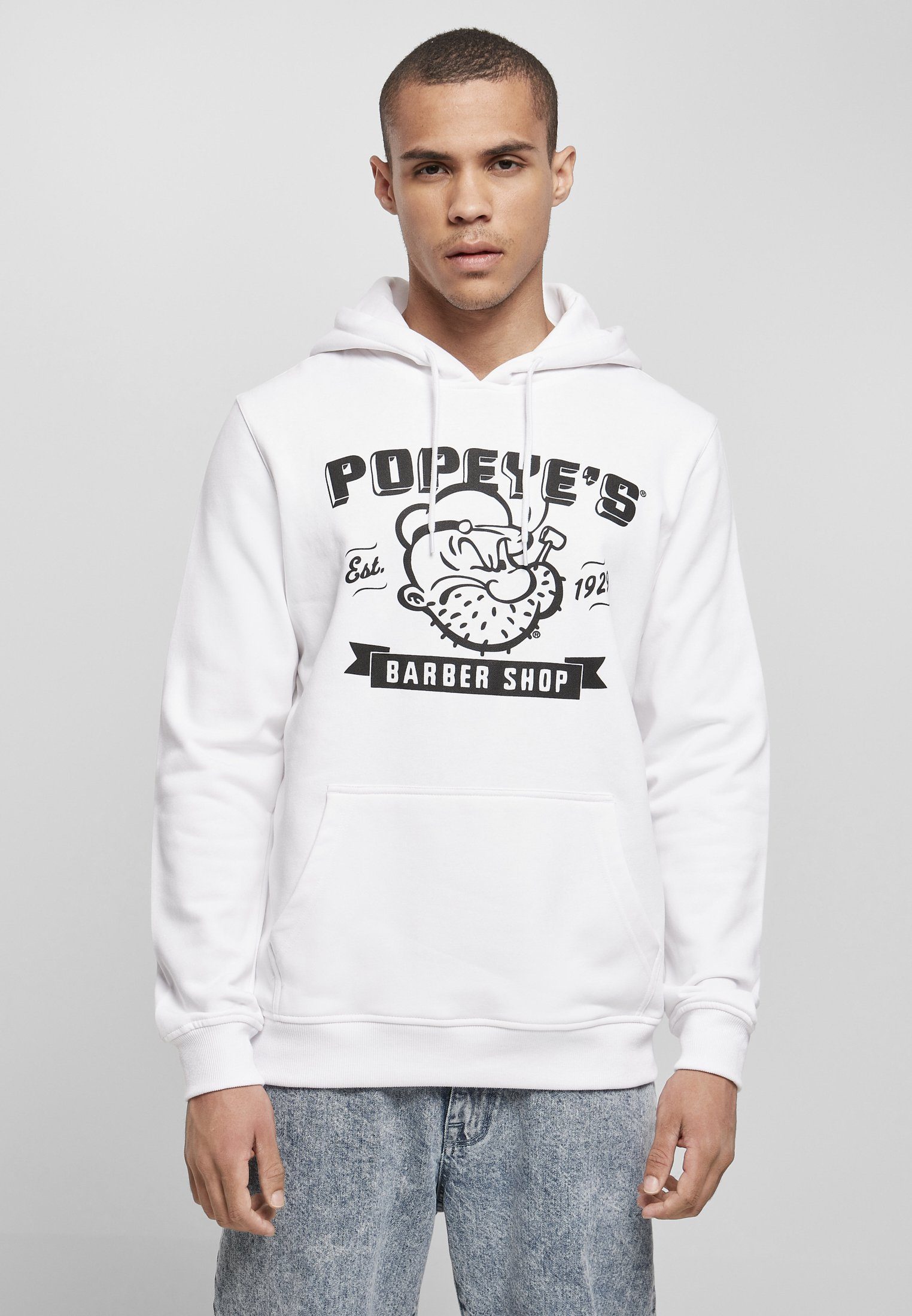 Merchcode Sweater Herren Popeye Barber Shop Hoody (1-tlg) white | Sweatshirts