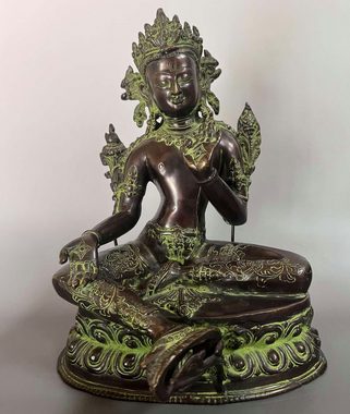 Asien LifeStyle Buddhafigur Grüne Tara Buddha Figur aus Bronze, Tibet/Nepal