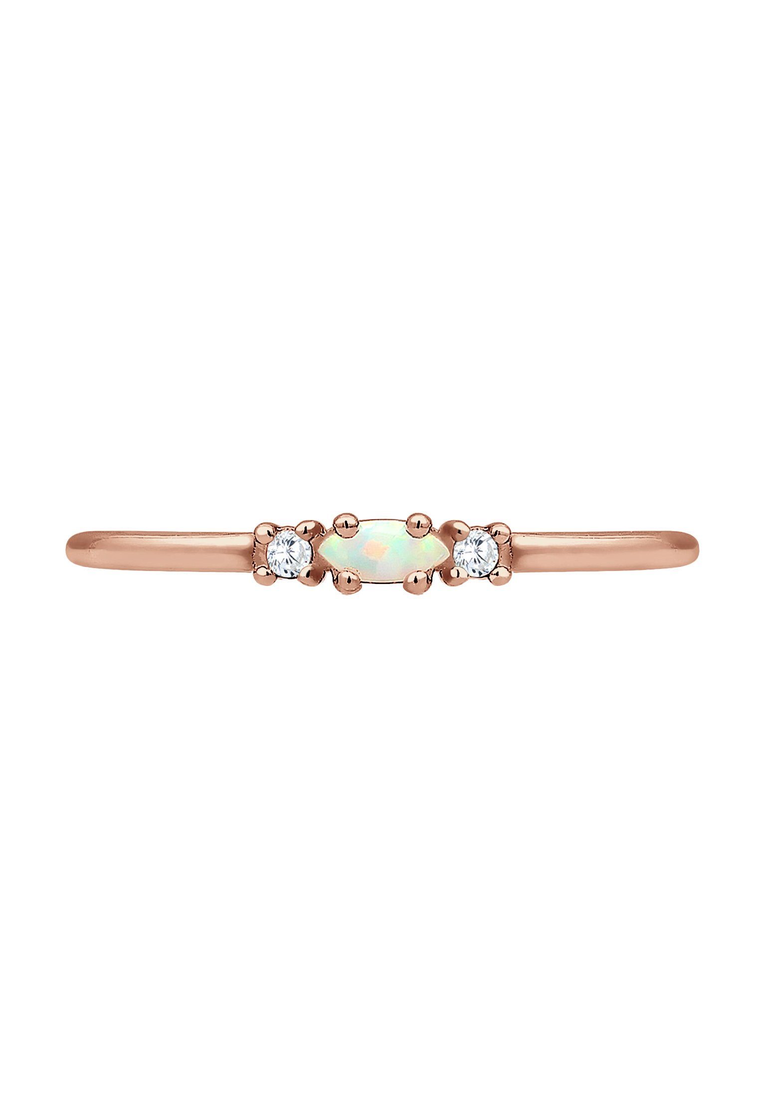 Fingerring Opal Silber Rosegold Elli Marquise und Zirkonia mit