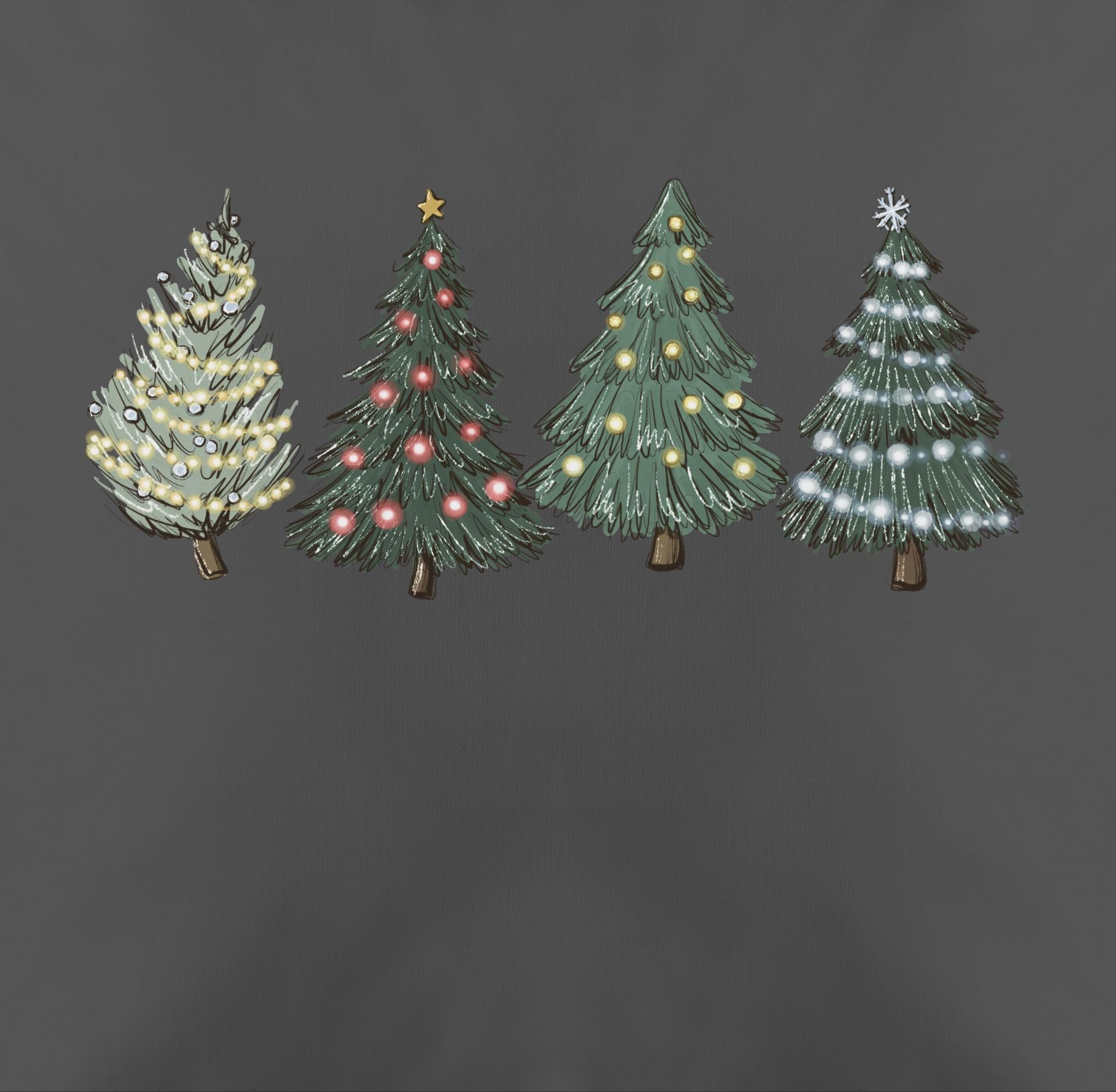 2 Weihnachtsbäume, Weihnachtskissen Grau Dekokissen Shirtracer Christmas