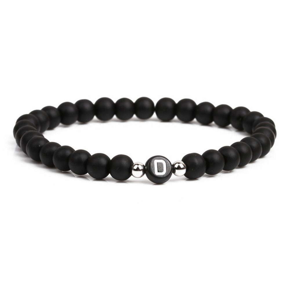 BUNGSA Armband Armband Buchstaben schwarze Perlen Unisex - D (1 Armband, 1-tlg), Bracelet Armschmuck