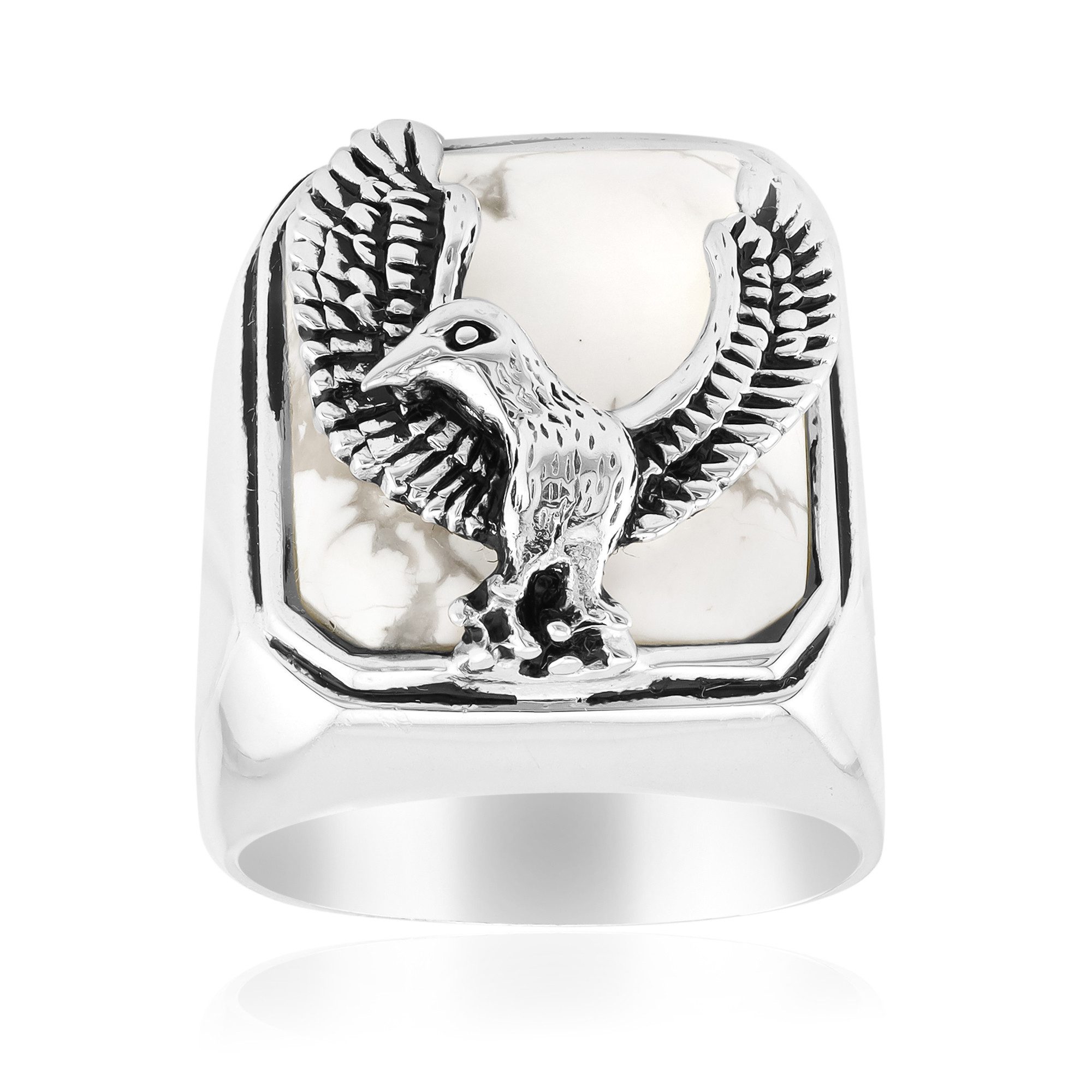 Cavill Silberring Weißer Büffel Dolomit Silber Ring (1-tlg)