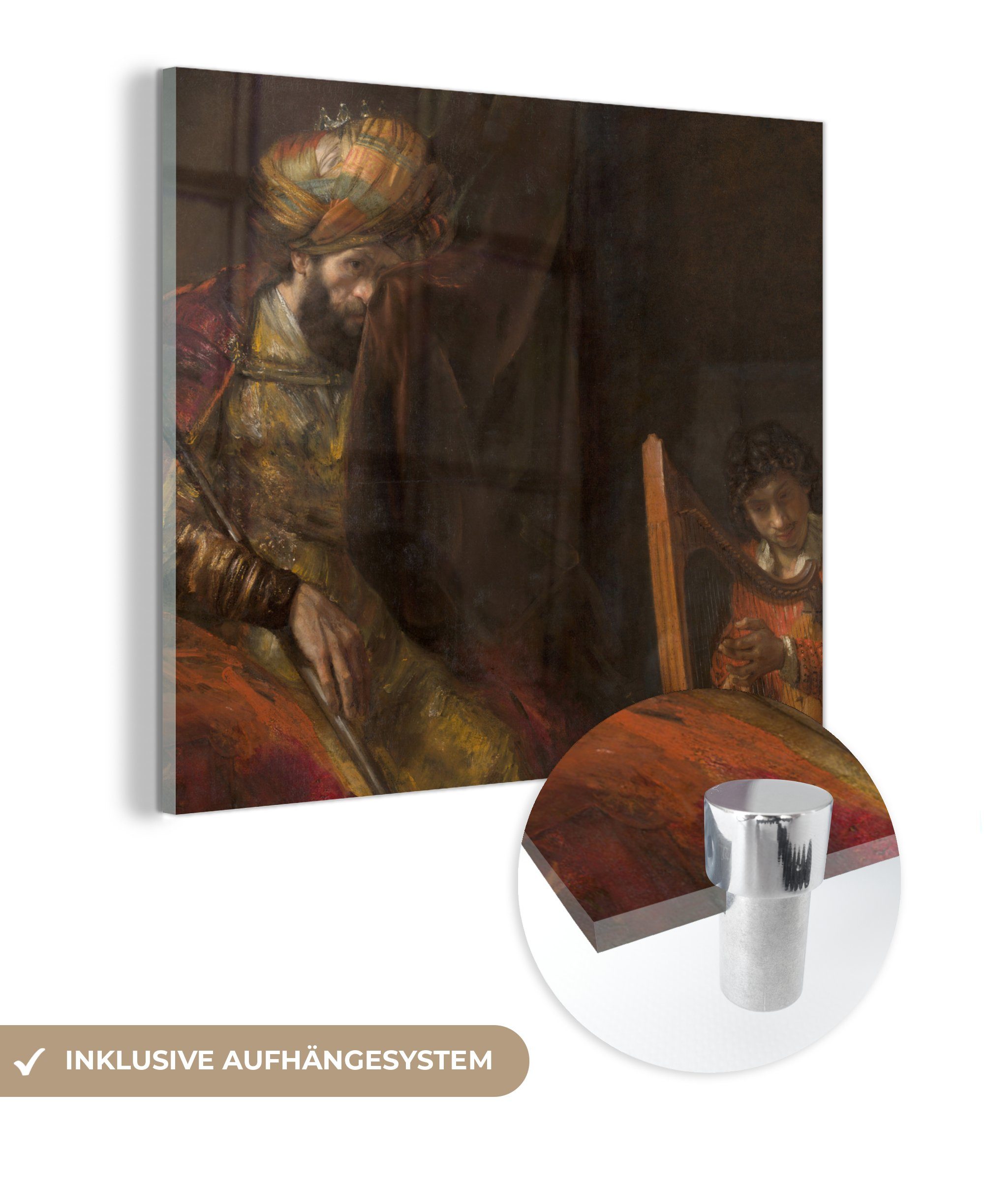 MuchoWow Acrylglasbild Saul und David - Rembrandt van Rijn, (1 St), Glasbilder - Bilder auf Glas Wandbild - Foto auf Glas - Wanddekoration