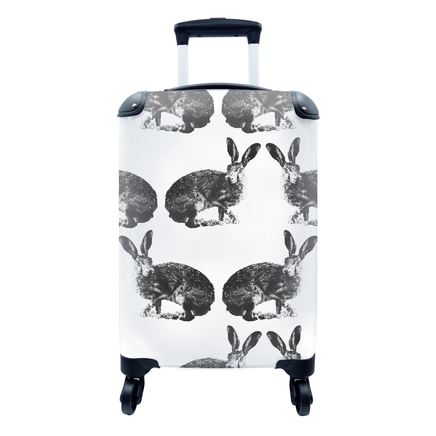 MuchoWow Handgepäckkoffer Jahrgang - Design - Kaninchen - Tiere, 4 Rollen, Reisetasche mit rollen, Handgepäck für Ferien, Trolley, Reisekoffer